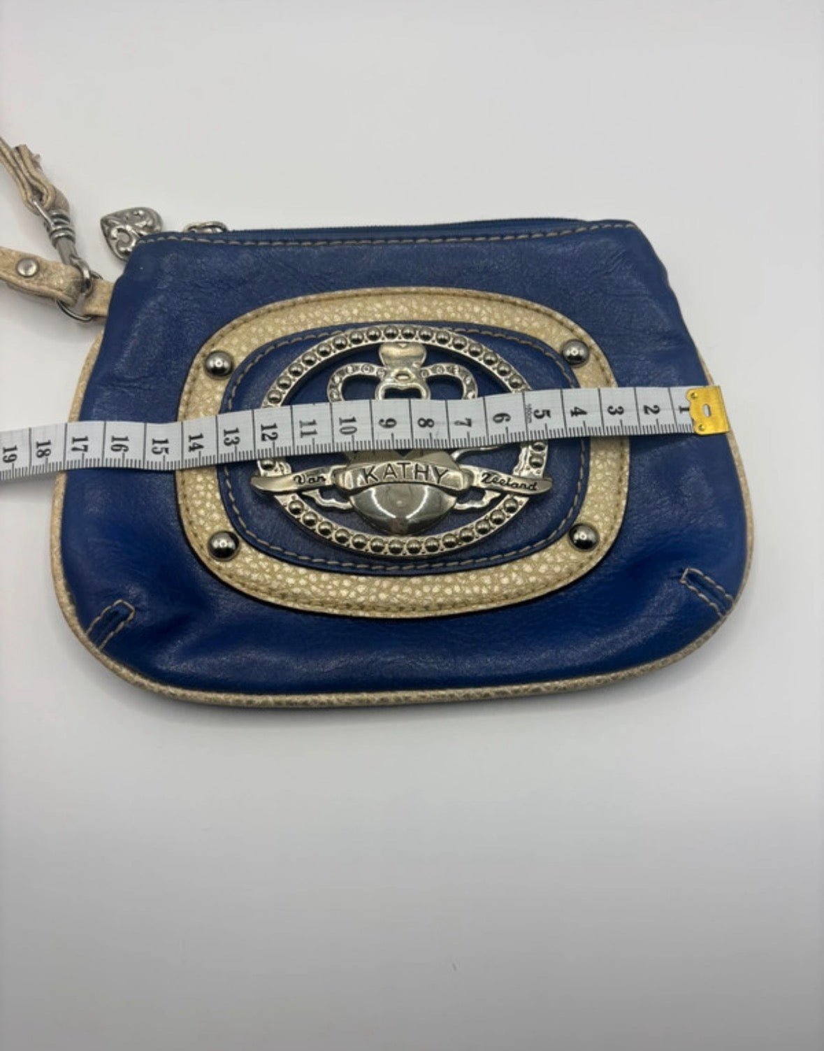 Kathy Van Zeeland Y2K Blue Wristlet Bag – Crown Heart McBling Purse