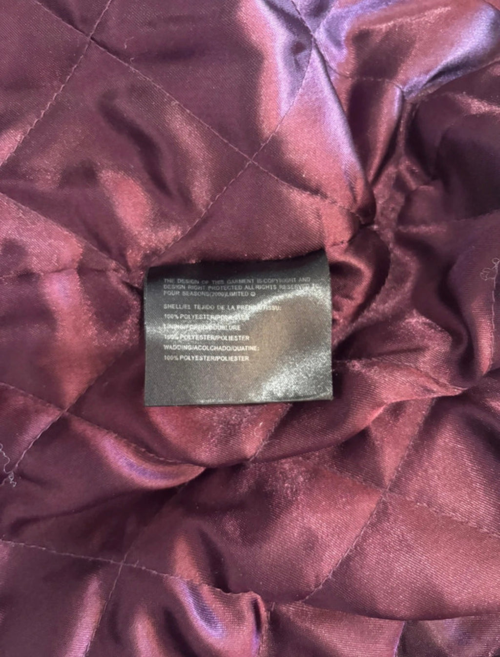 Four Seasons Plum Burgundy Quilted Longline Coat – Size M / UK 12–14