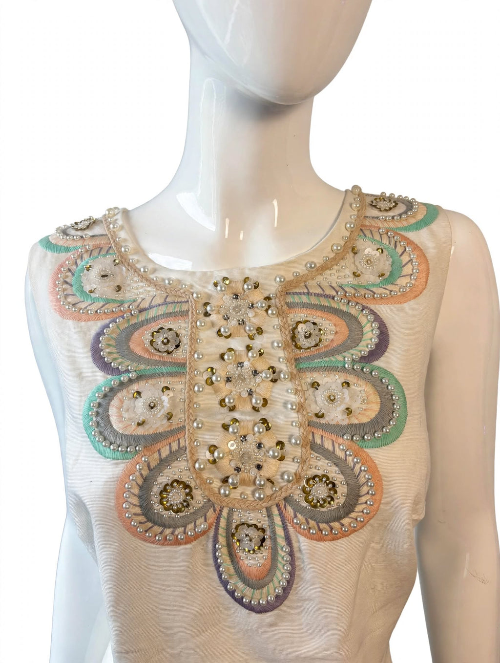 Monsoon Embellished Ivory Shift Dress – BNWT – UK 18