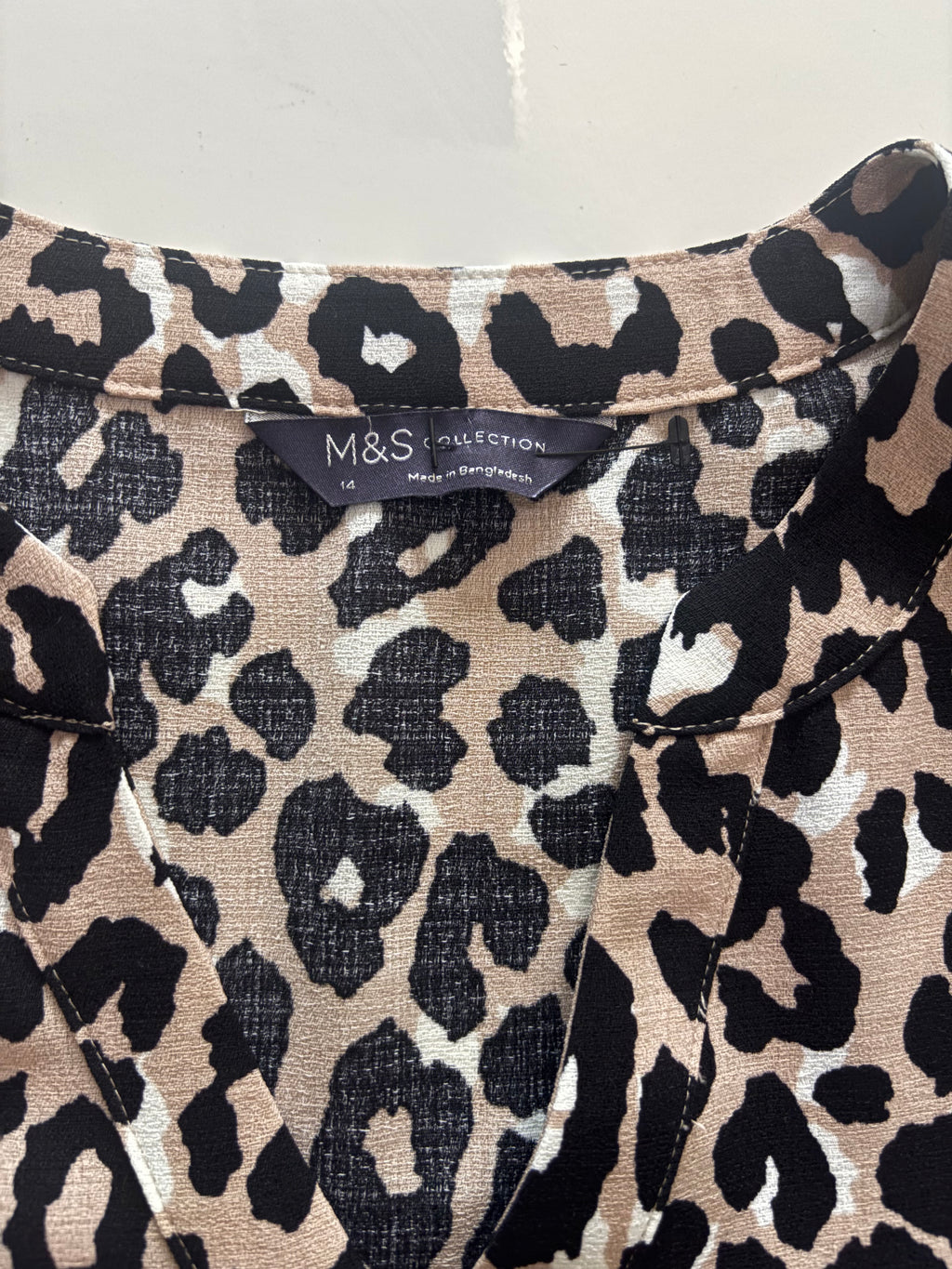 M&S Collection Leopard Print V-Neck Blouse Top Size 14