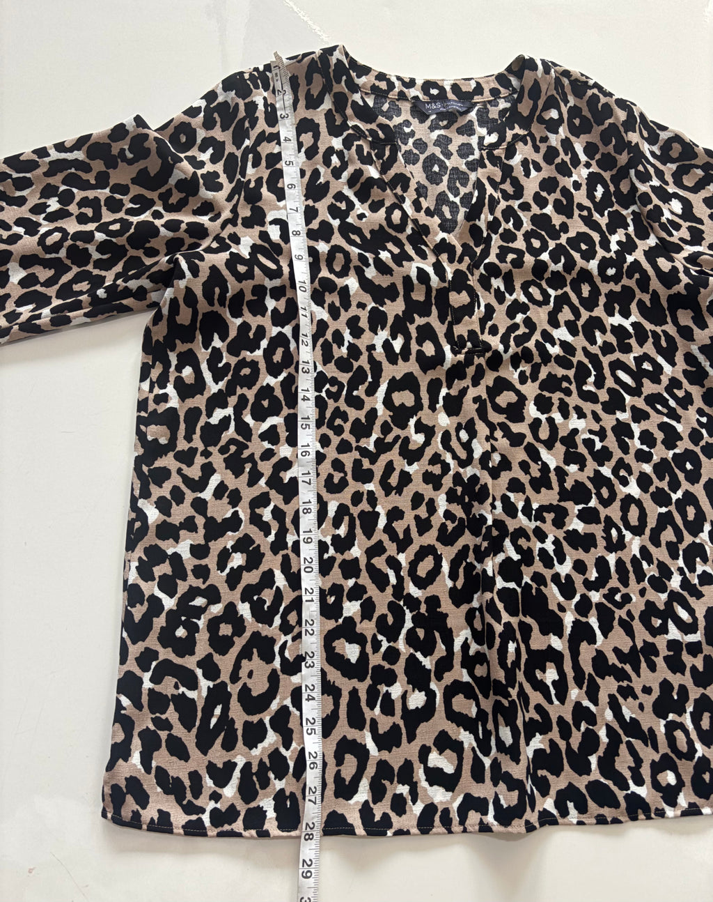 M&S Collection Leopard Print V-Neck Blouse Top Size 14