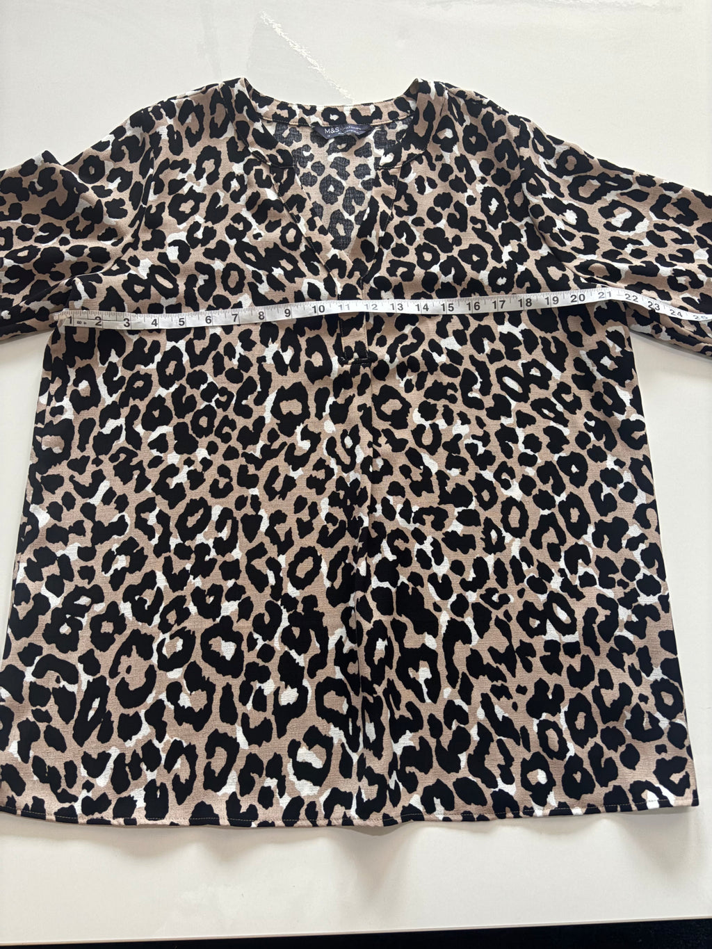 M&S Collection Leopard Print V-Neck Blouse Top Size 14