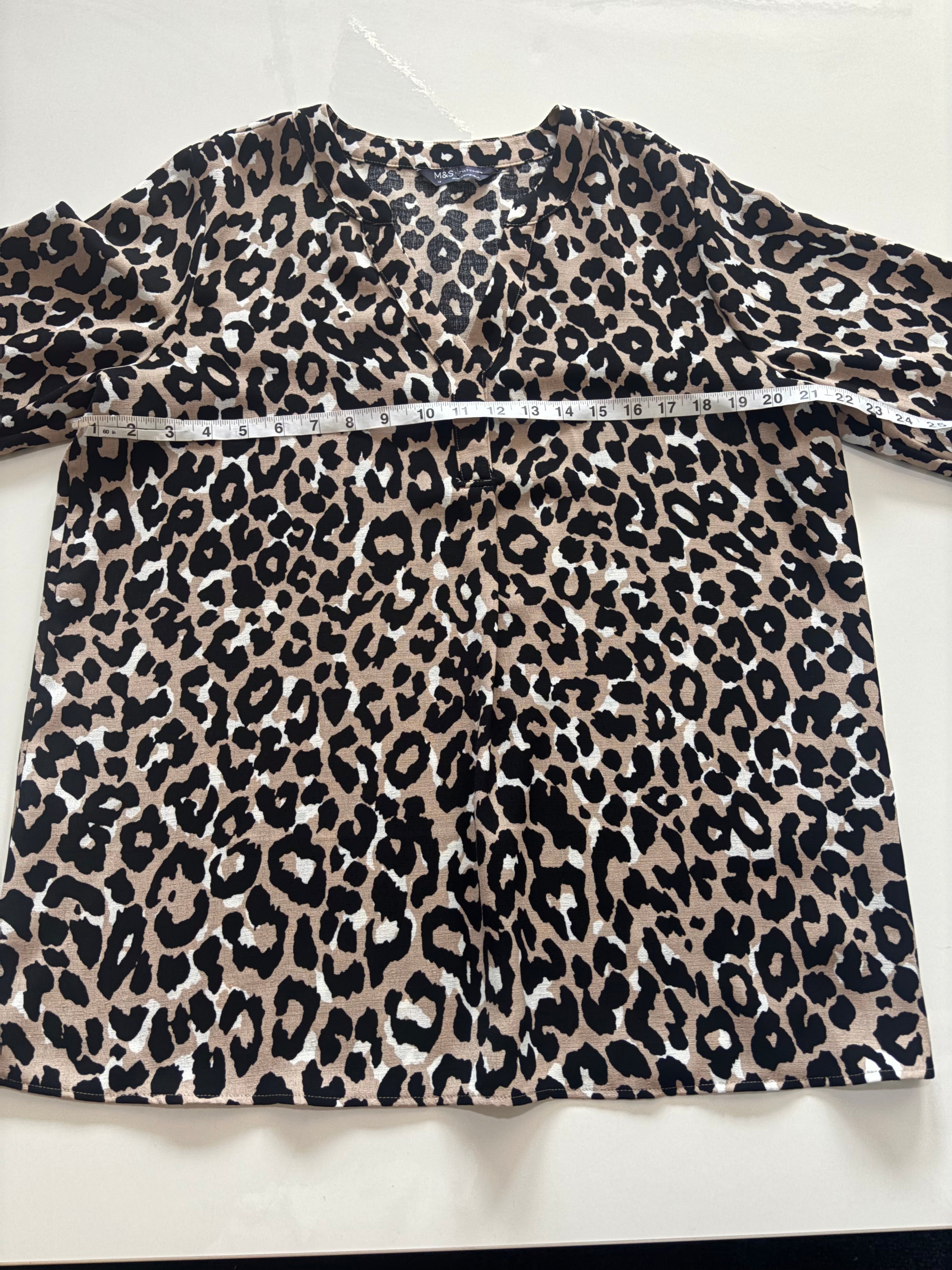 M&S Collection Leopard Print V-Neck Blouse Top Size 14