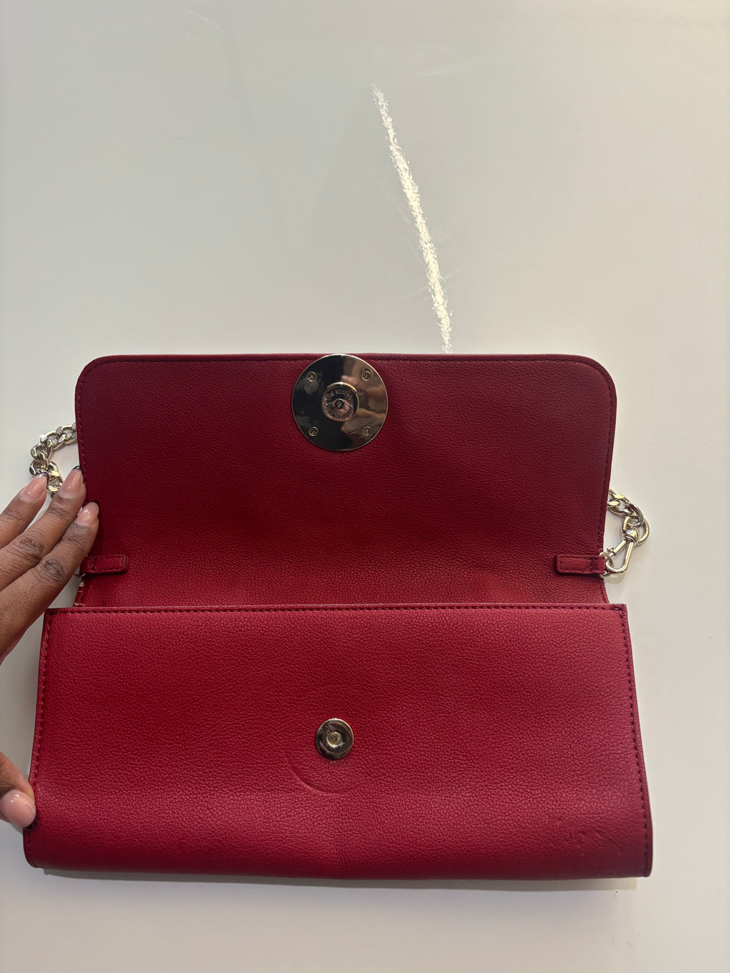 Love Moschino Burgundy Chain Strap Clutch Bag – Gold Heart Logo