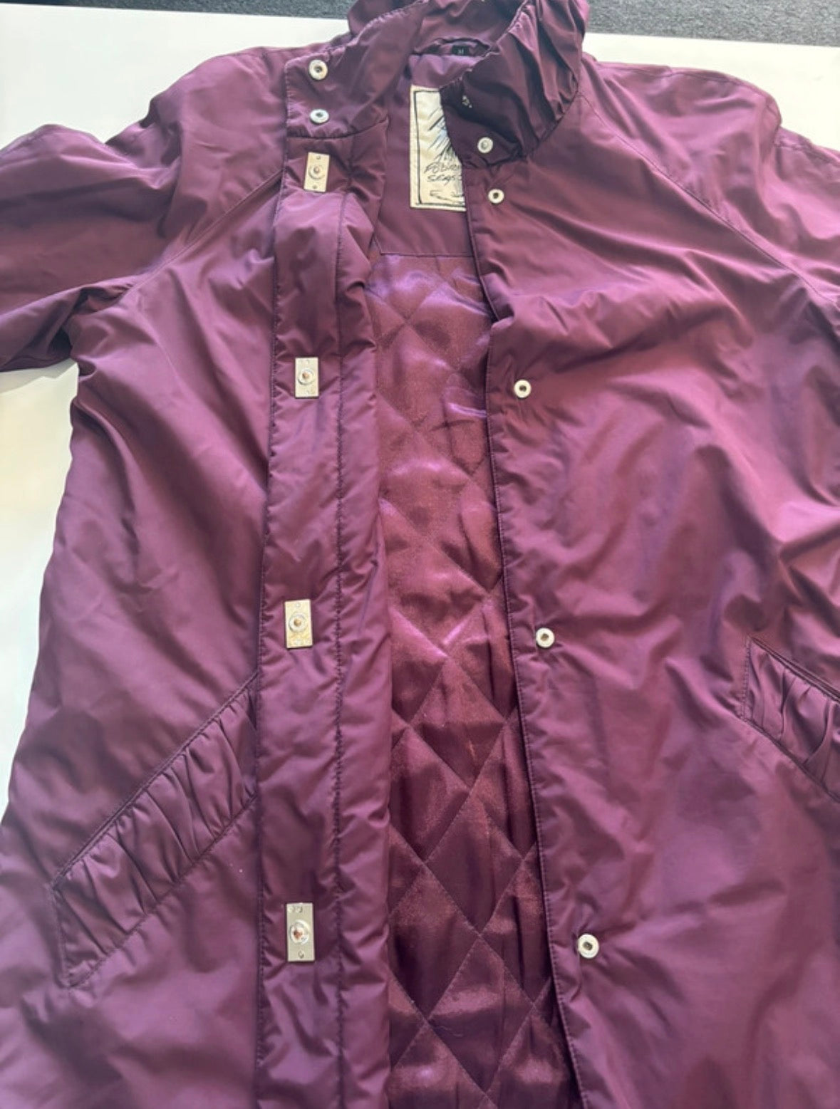 Four Seasons Plum Burgundy Quilted Longline Coat – Size M / UK 12–14