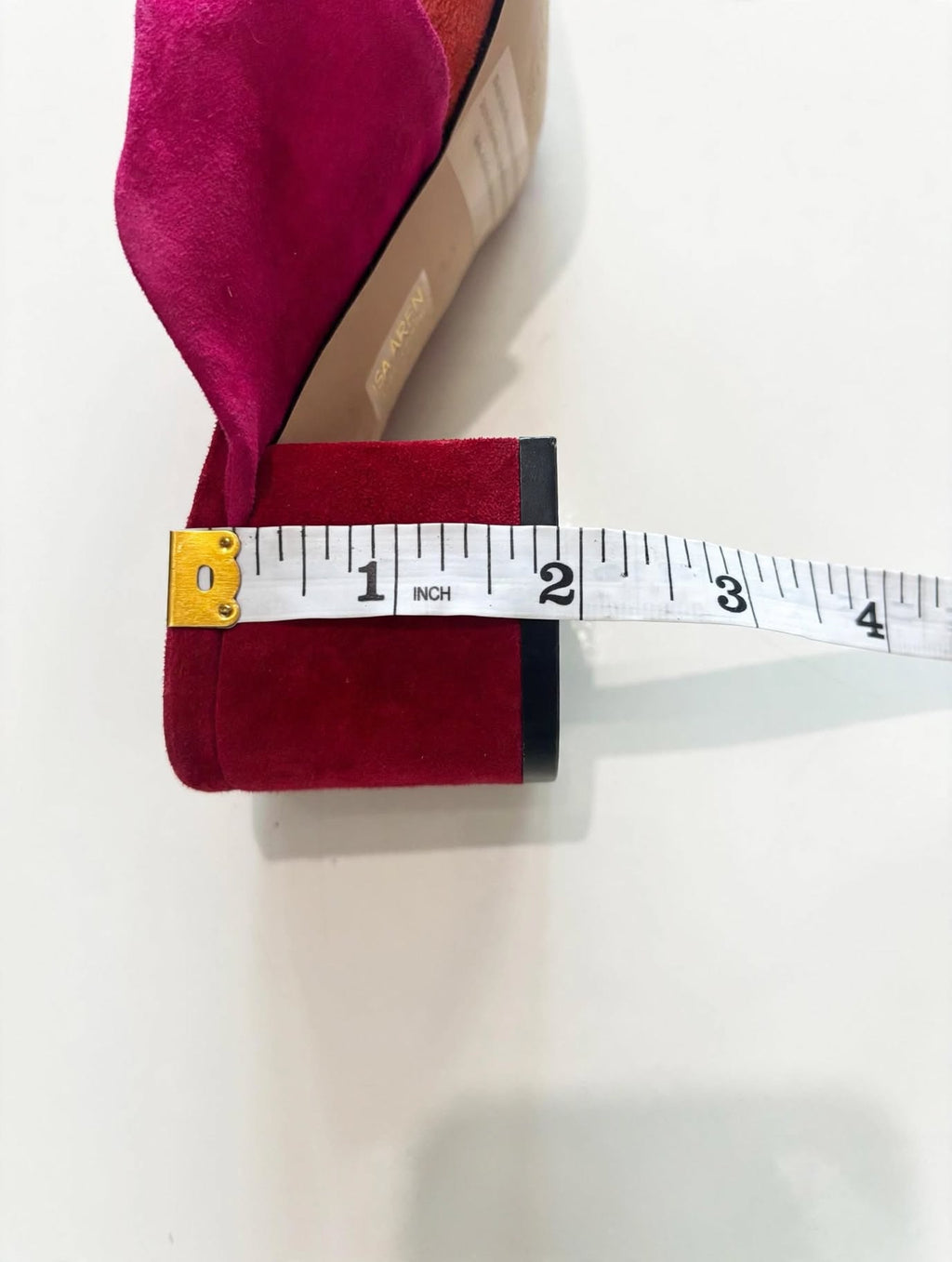 Isa Arfen Suede Colourblock Bow Mules – Orange & Pink – Size 3