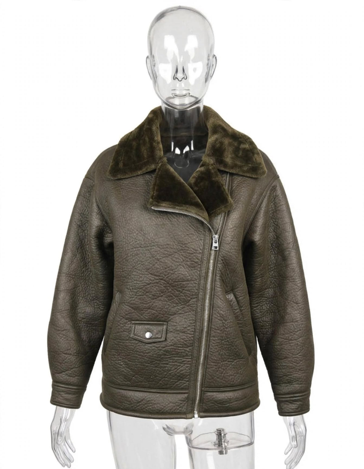 George Brown Faux Shearling Aviator Jacket – Size M – New Without Tags