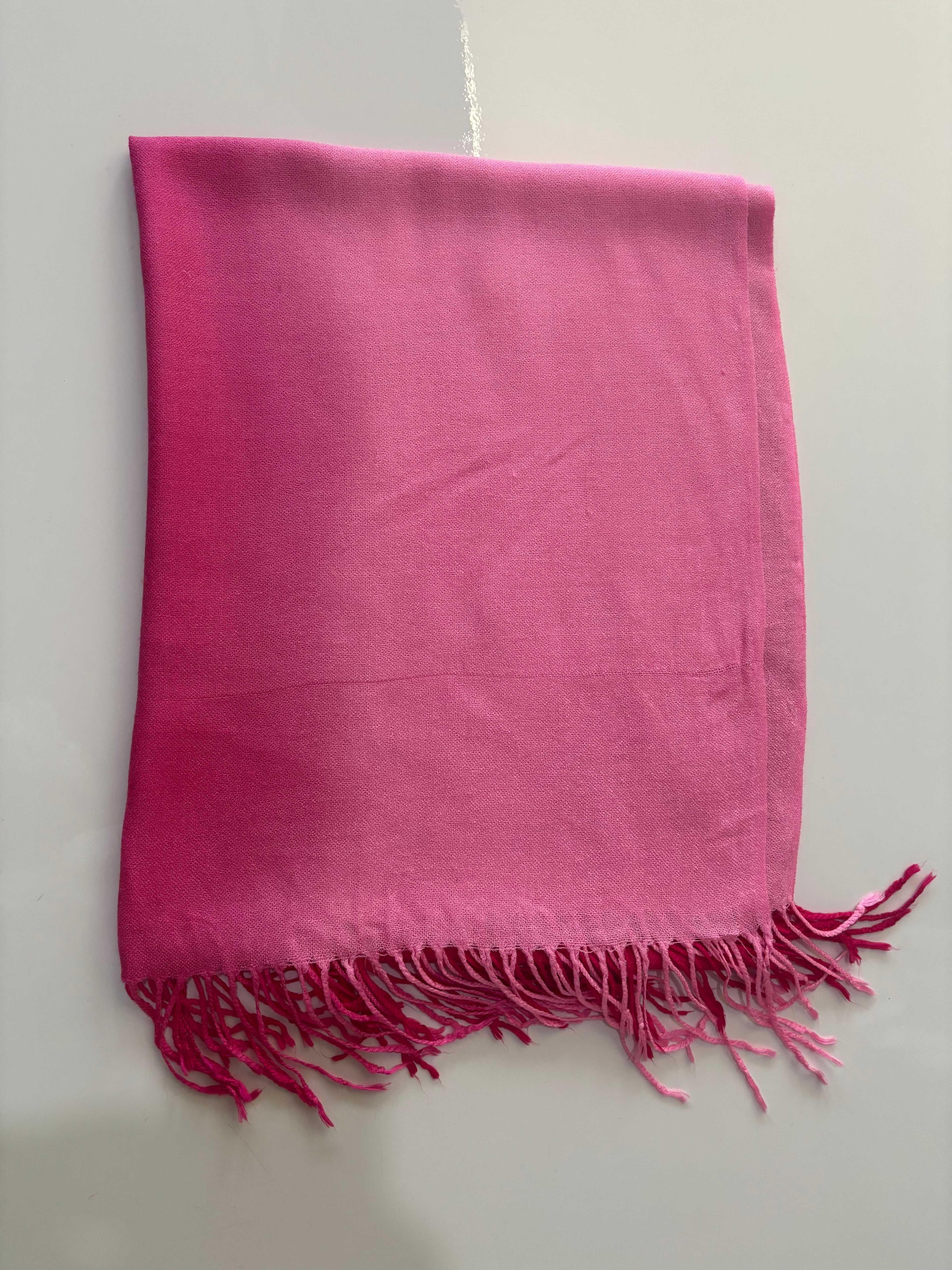 Pashmina Silk Blend Ombre Pink Scarf | Two-Tone Fuchsia & Blush Wrap