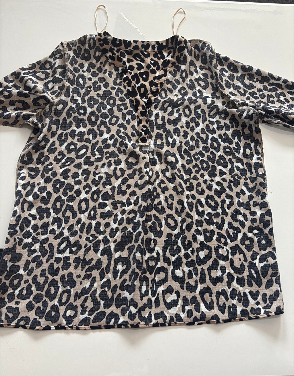 M&S Collection Leopard Print V-Neck Blouse Top Size 14