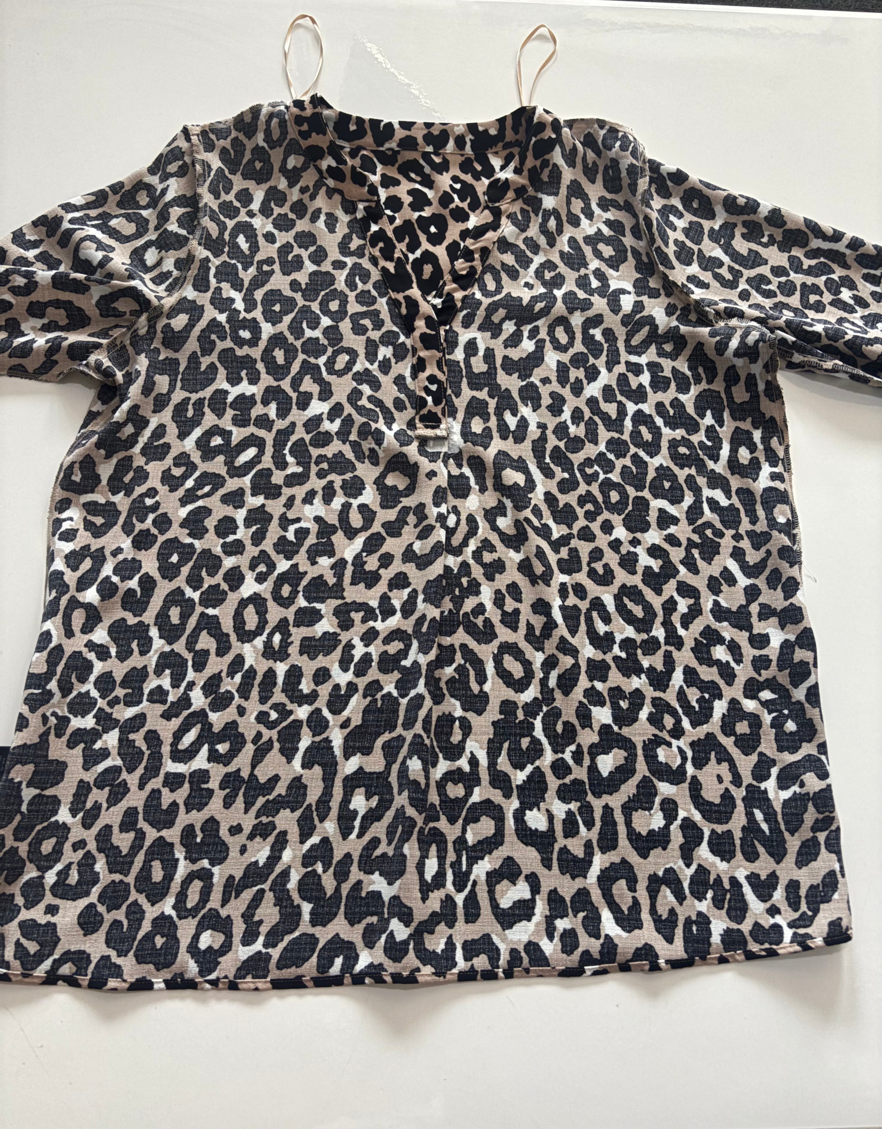 M&S Collection Leopard Print V-Neck Blouse Top Size 14