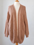 George oversized cable knit cardigan apricot chunky knit open front design