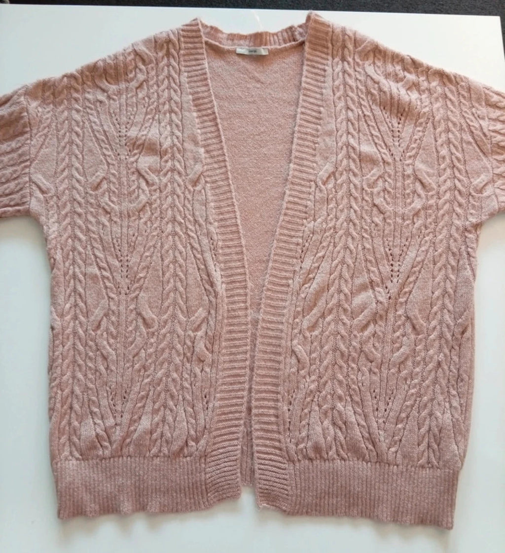 George oversized cable knit cardigan apricot chunky knit open front design