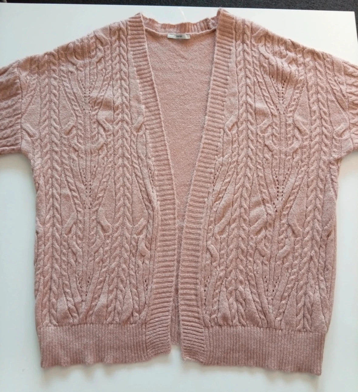 George oversized cable knit cardigan apricot chunky knit open front design