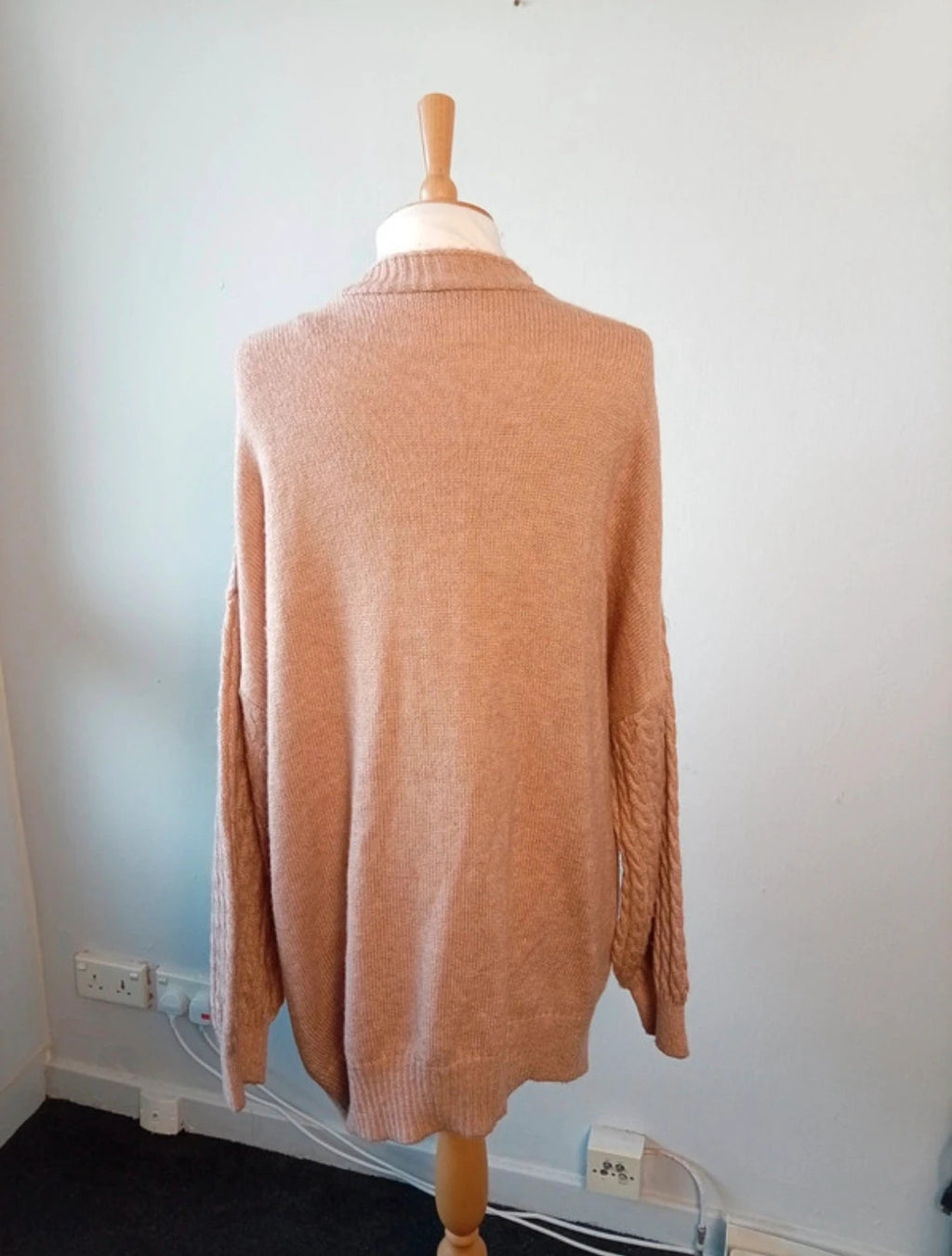 George oversized cable knit cardigan apricot chunky knit open front design