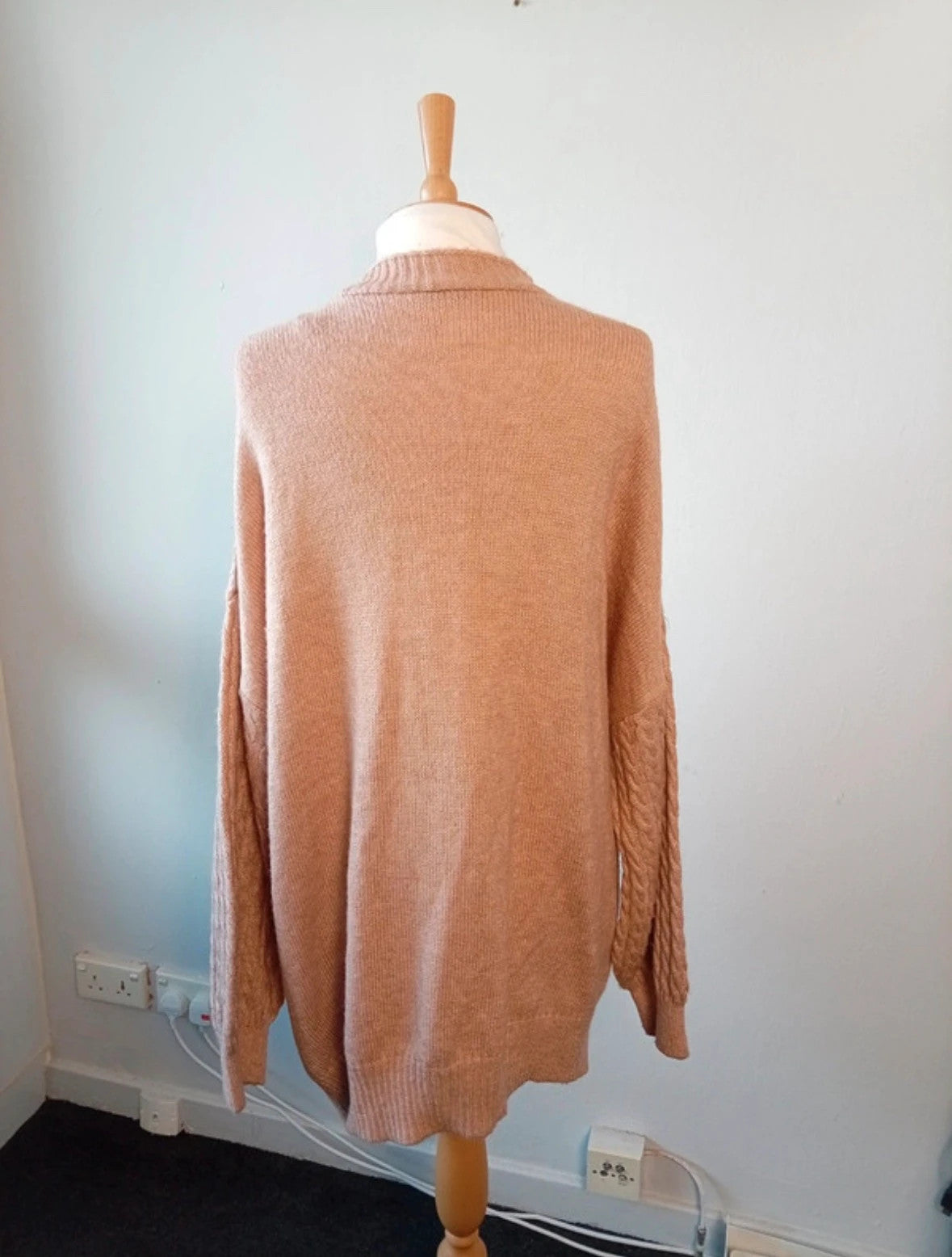 George oversized cable knit cardigan apricot chunky knit open front design