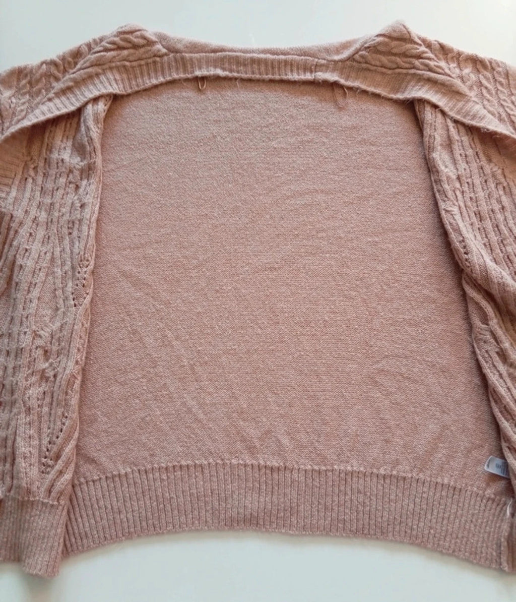 George oversized cable knit cardigan apricot chunky knit open front design