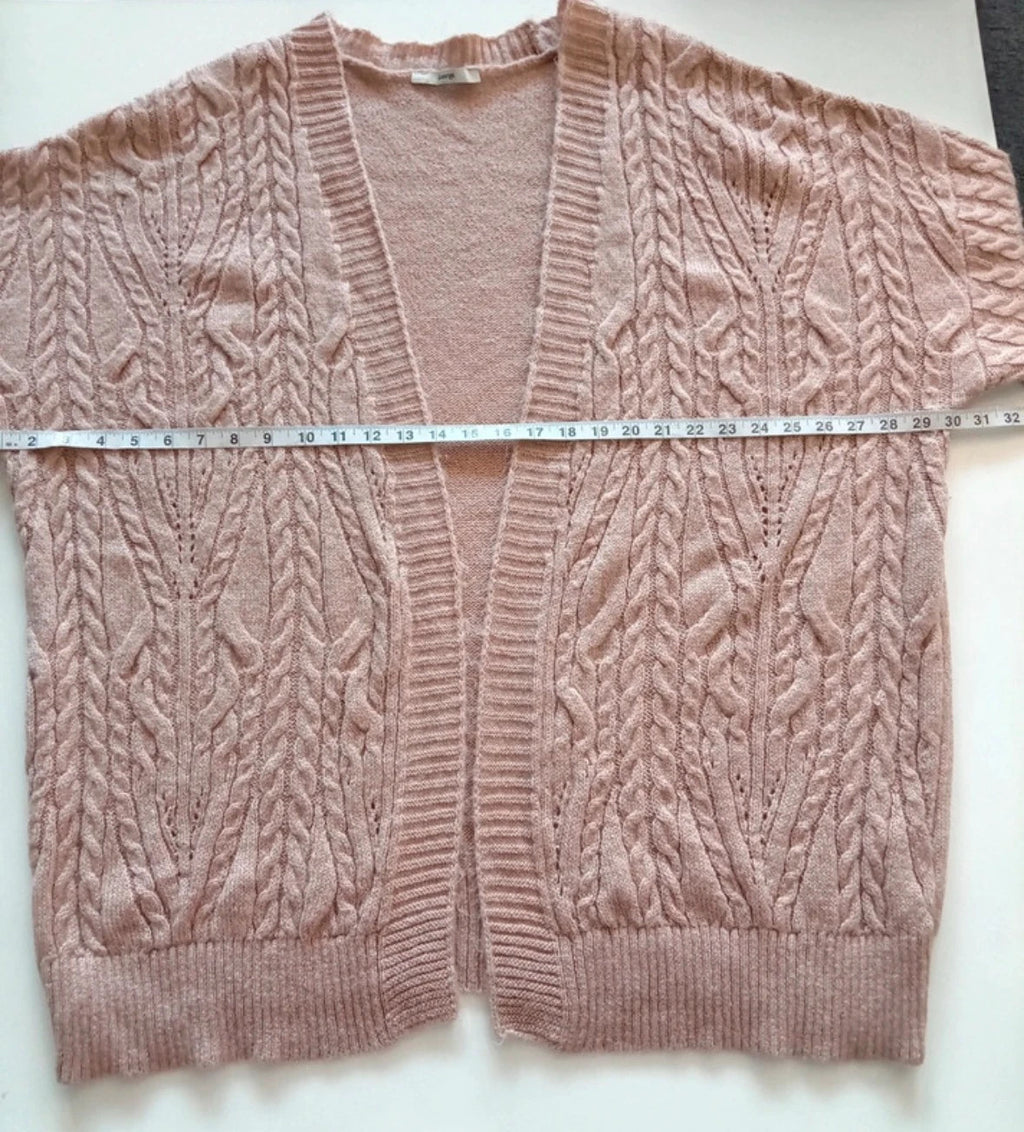 George oversized cable knit cardigan apricot chunky knit open front design