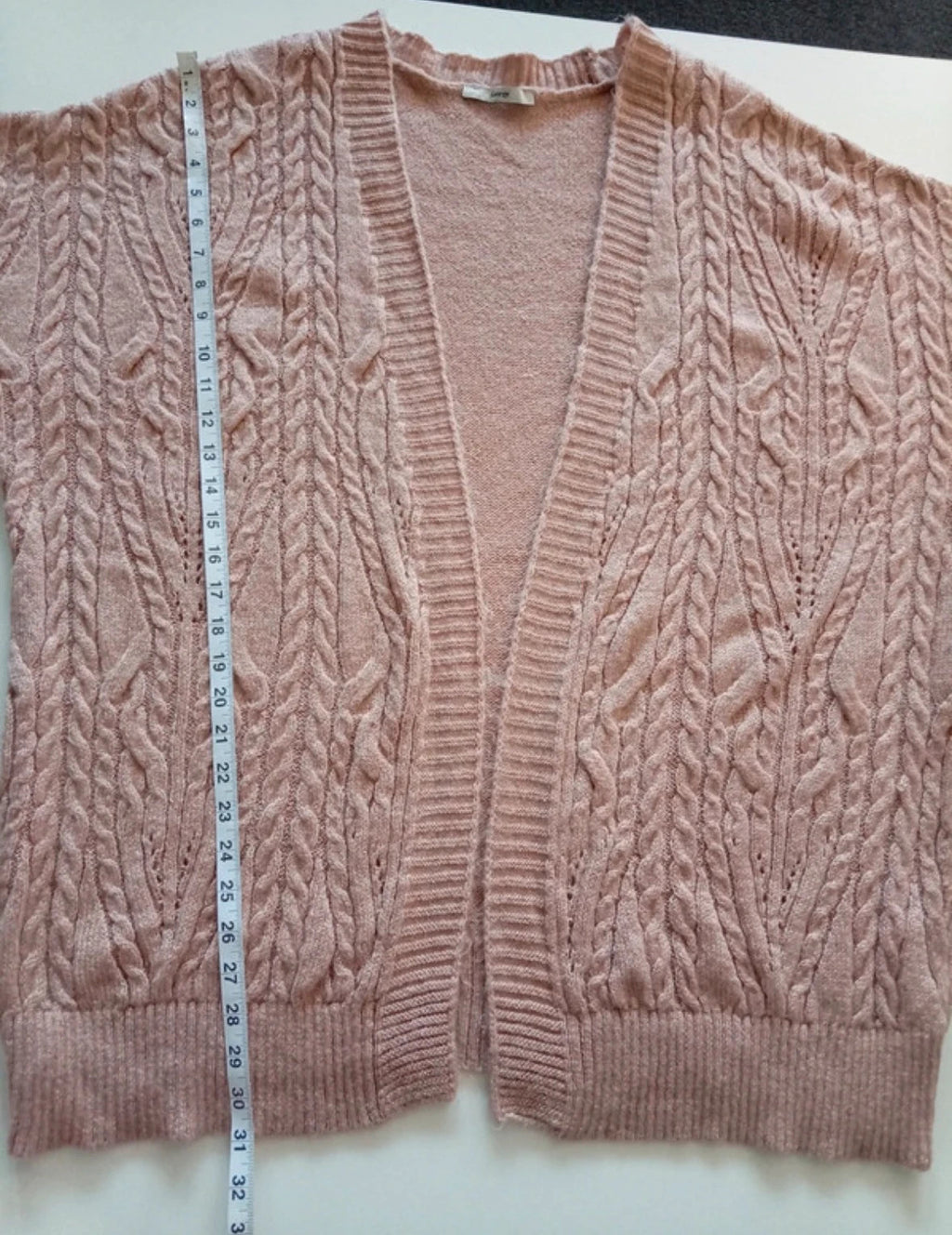 George oversized cable knit cardigan apricot chunky knit open front design