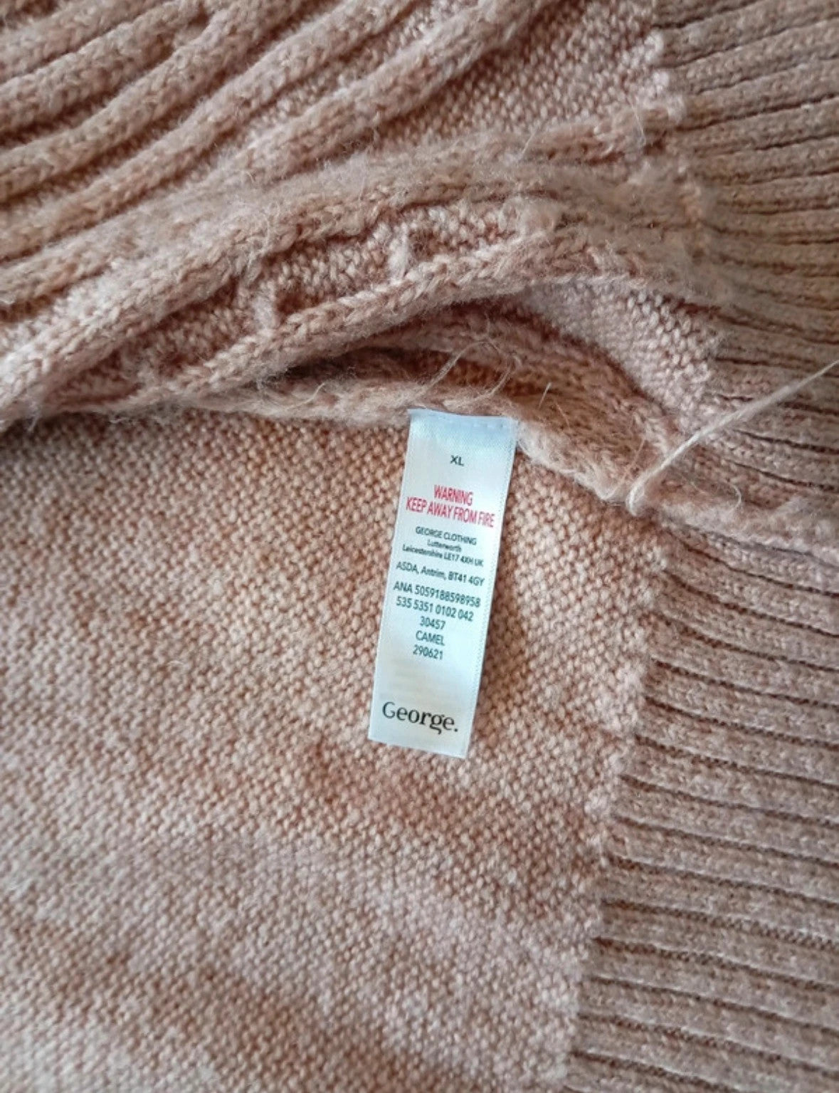 George oversized cable knit cardigan apricot chunky knit open front design