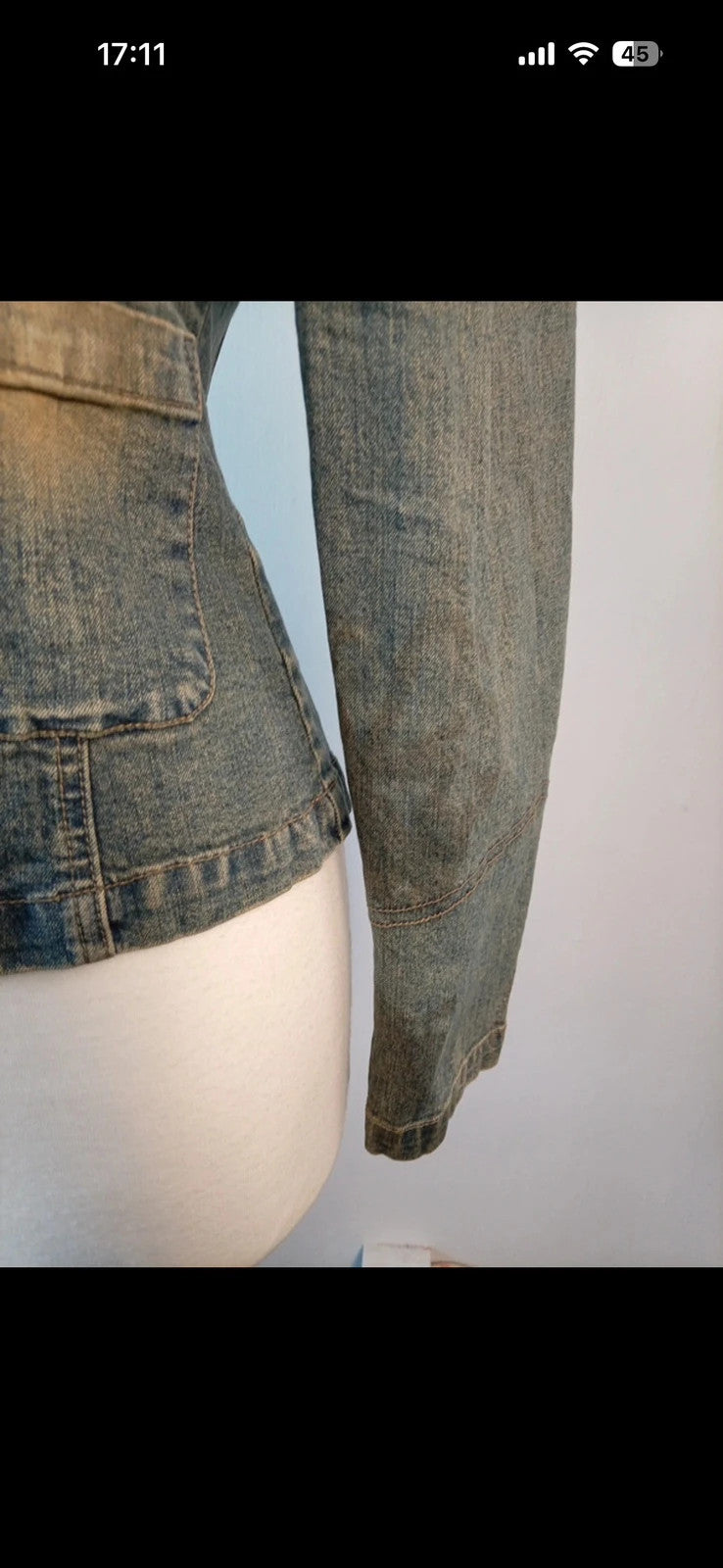 Nitro Stretch blue denim blazer jacket with western-style collar and fitted silhouette.
