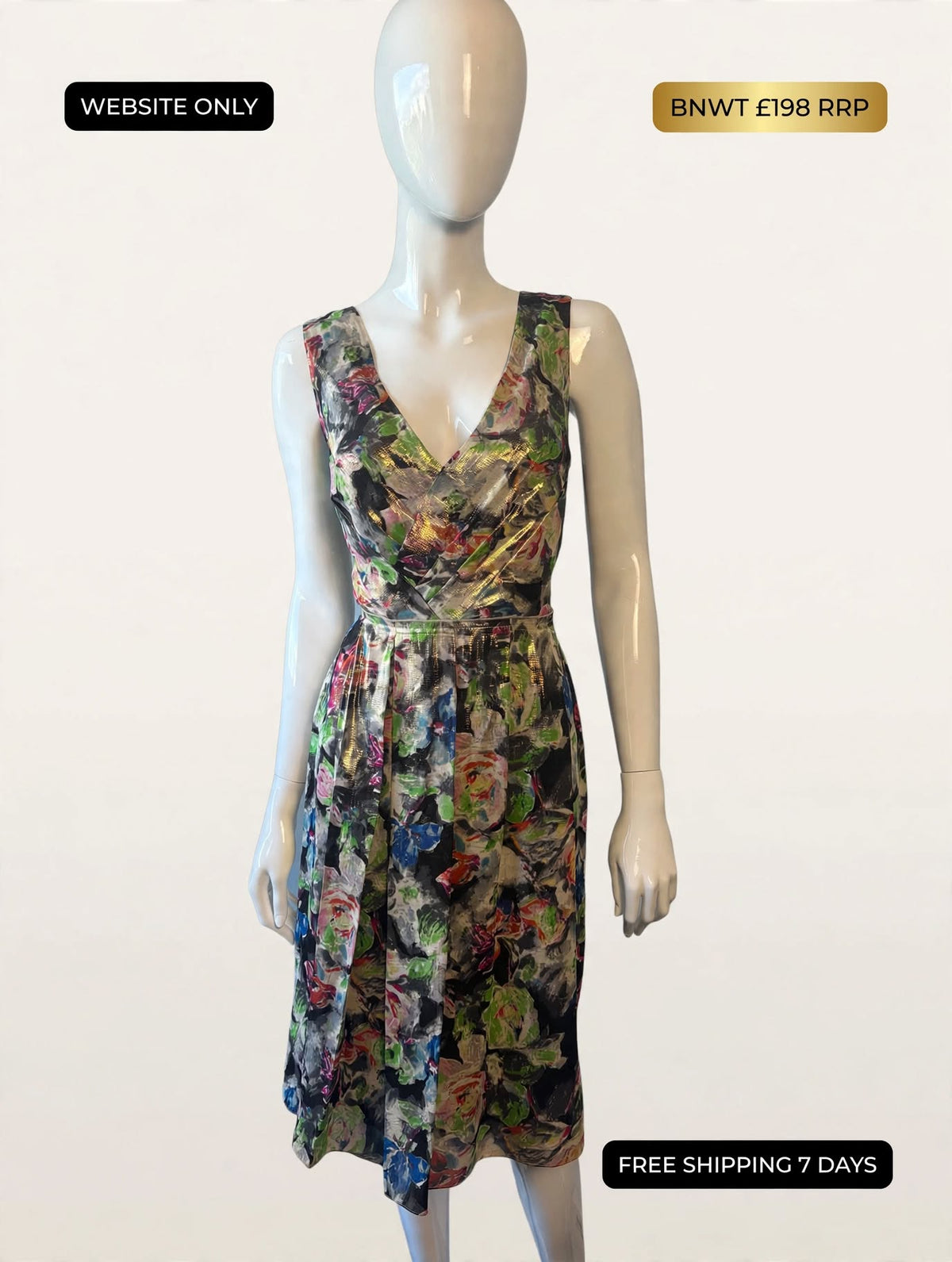 Jigsaw Silk Versailles Wrap Dress Size 16 - BNWT RRP £198 - Multicolour Floral Tea Dress