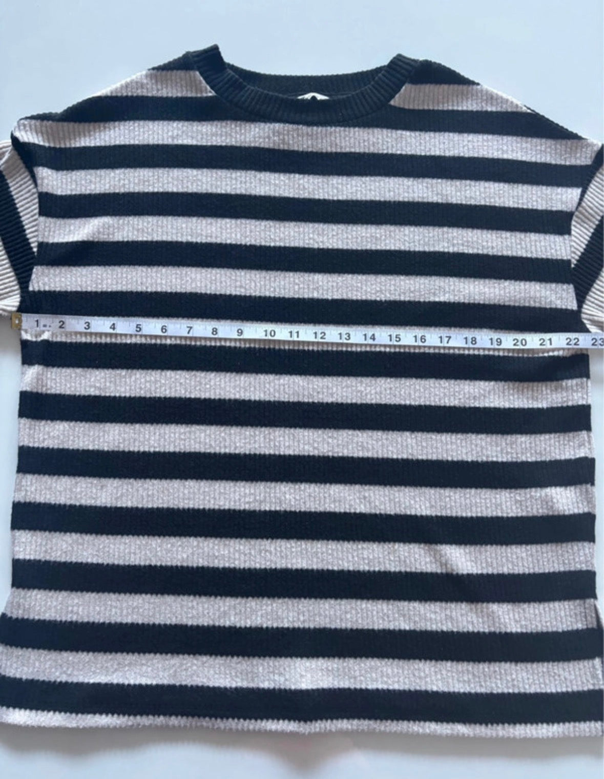 TU Black & Cream Striped Ribbed Knit Jumper – Size M