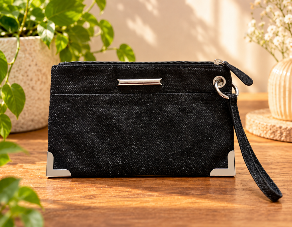 Dorothy Perkins Black Sparkle Wristlet Clutch Bag