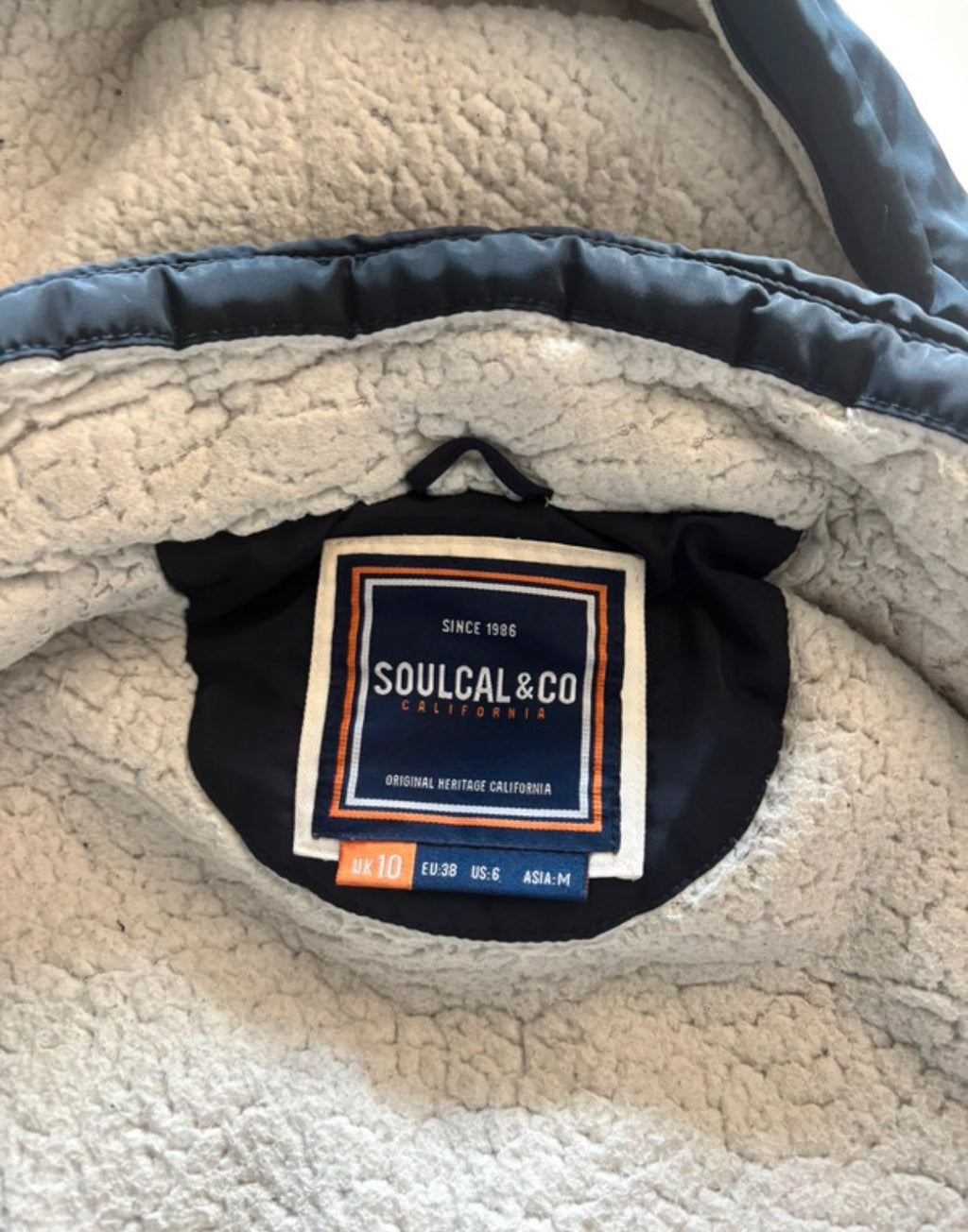 SoulCal & Co Navy Hooded Puffer Jacket – Fleece Lined
