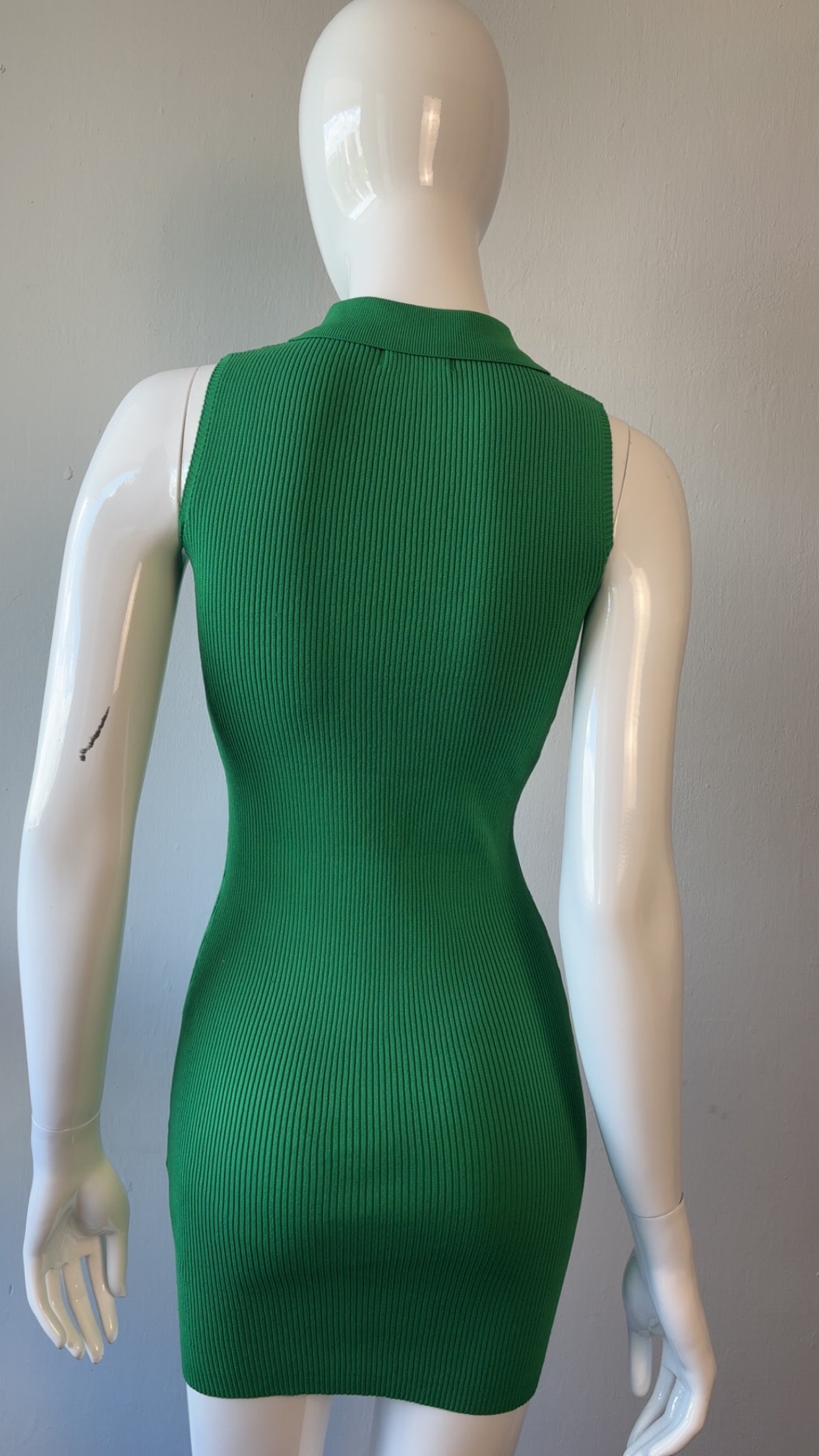 💚 Emerald Green Ribbed Bodycon Dress
