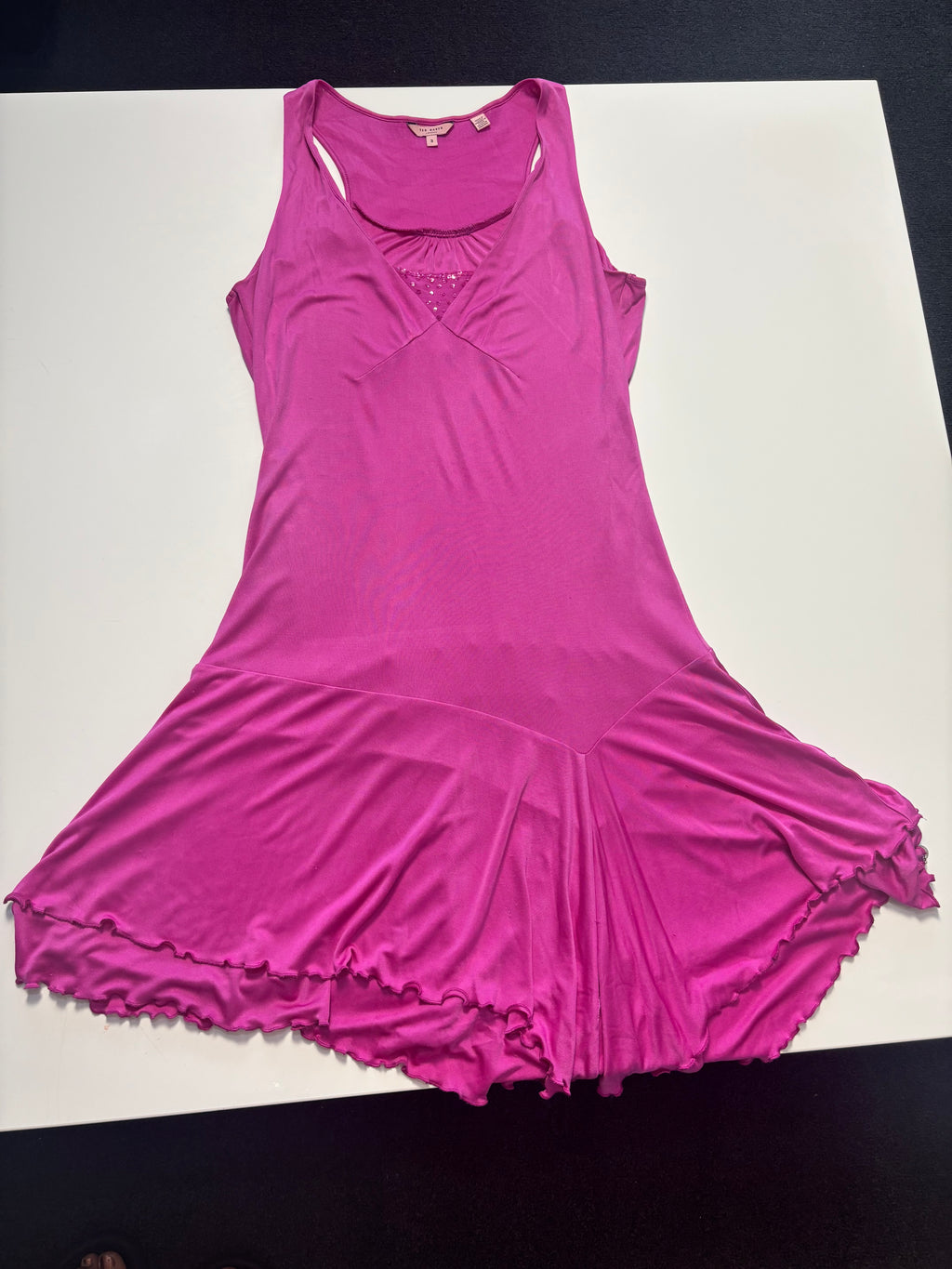 Ted Baker London 100% Silk Pink Embellished Dress – Size 3 (UK 12)