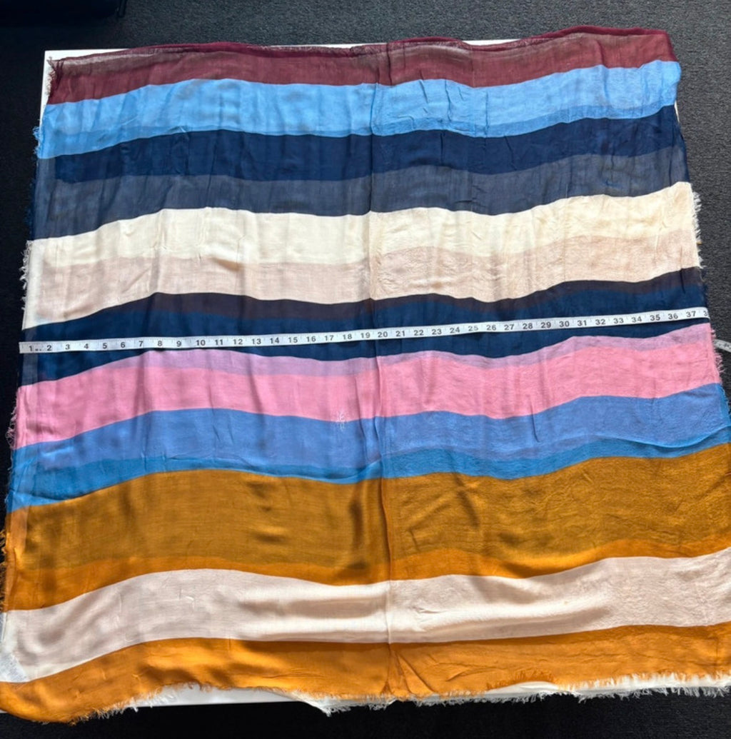 Next Large Striped Viscose Scarf – Mustard, Pink & Blue