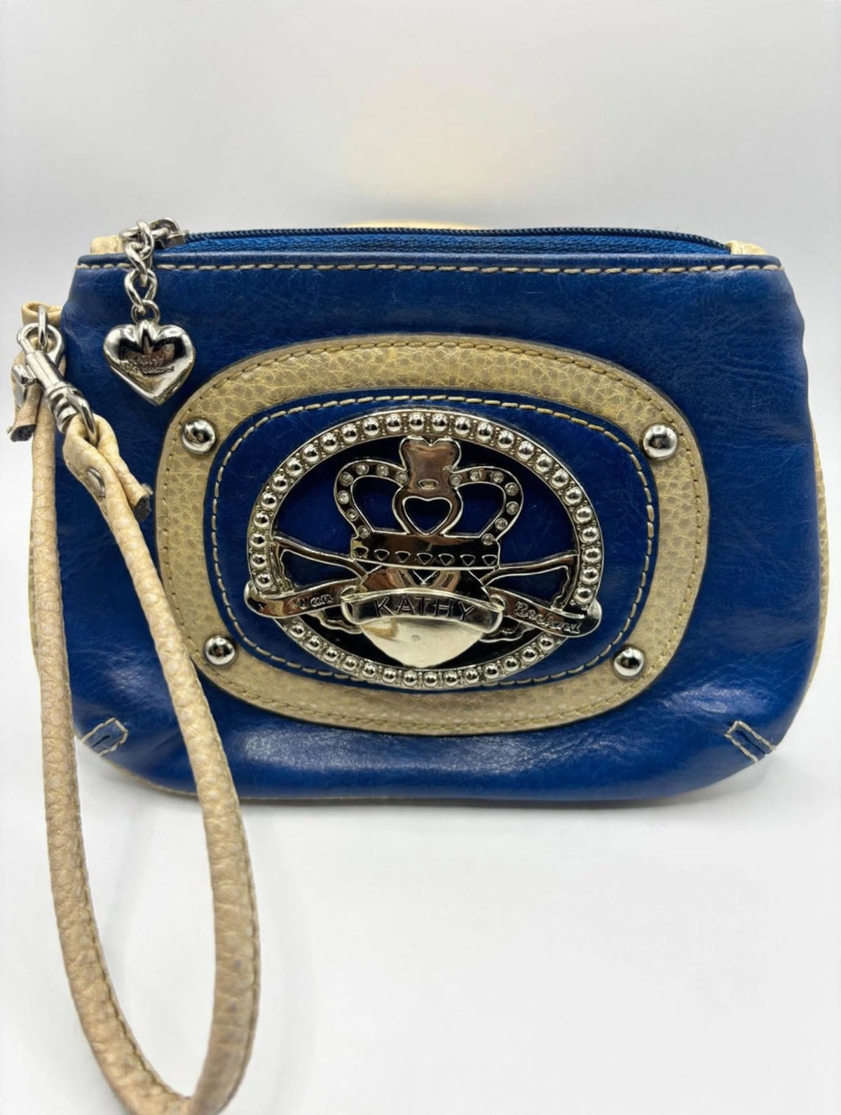 Kathy Van Zeeland Y2K Blue Wristlet Bag – Crown Heart McBling Purse