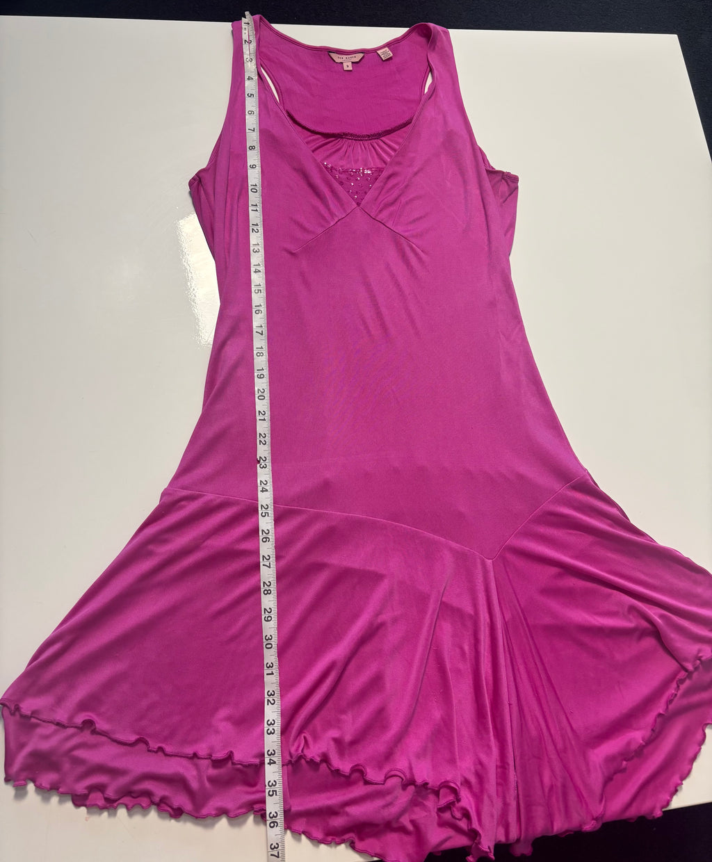 Ted Baker London 100% Silk Pink Embellished Dress – Size 3 (UK 12)