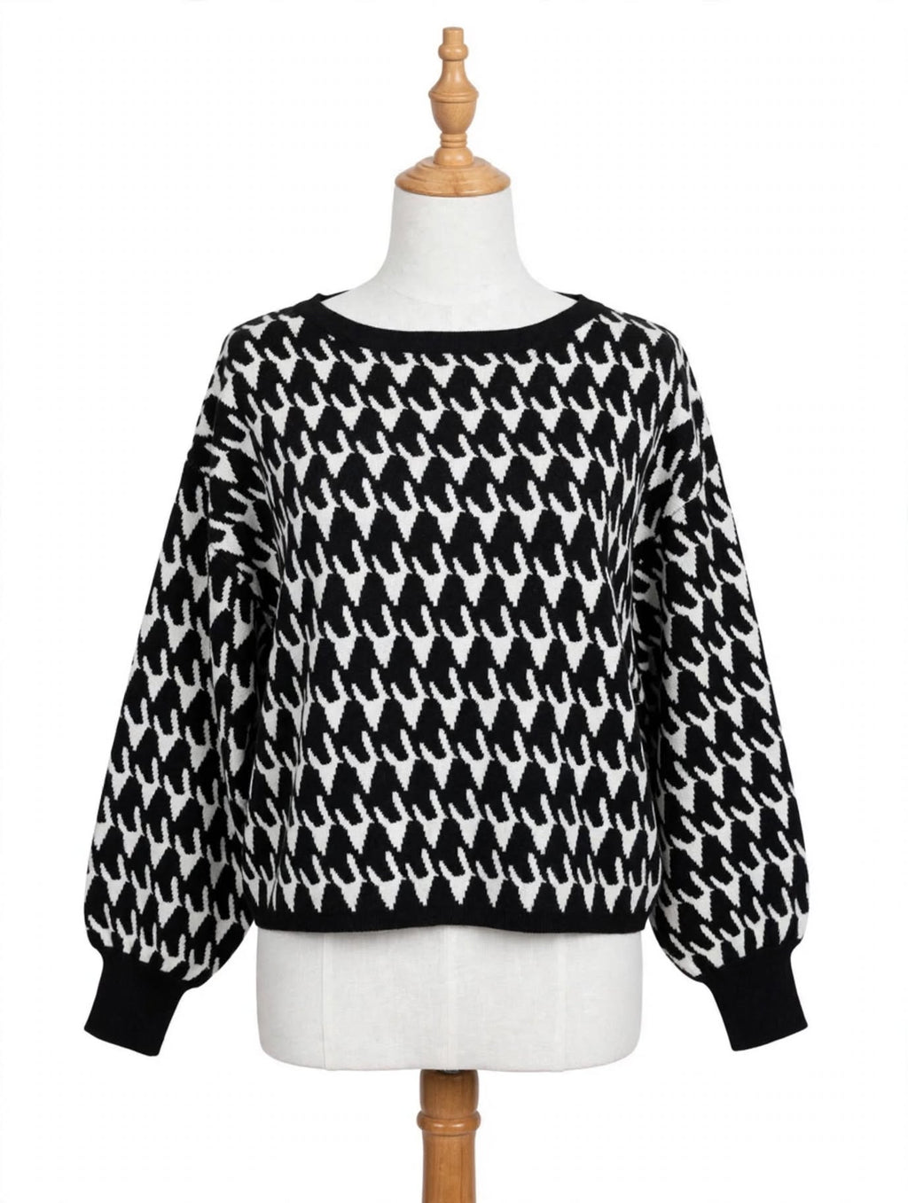 Apricot Black & White Houndstooth Knit Jumper – Size M