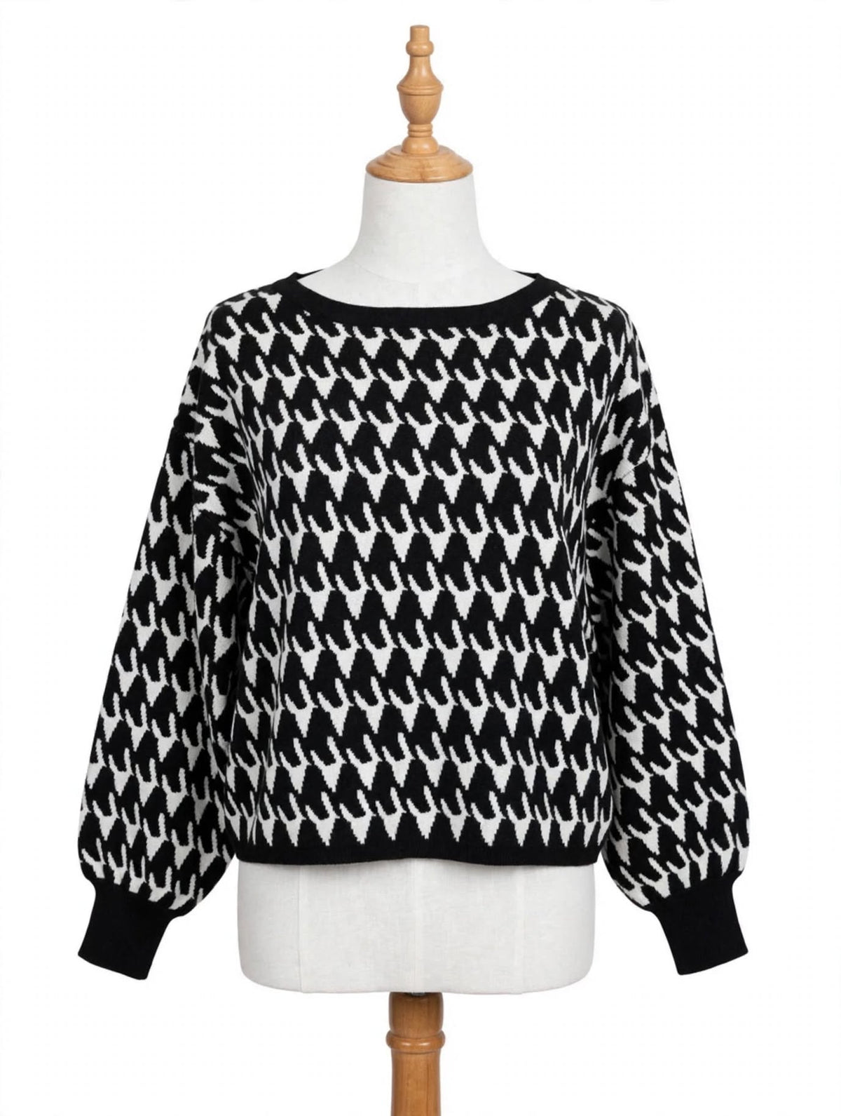 Apricot Black & White Houndstooth Knit Jumper – Size M