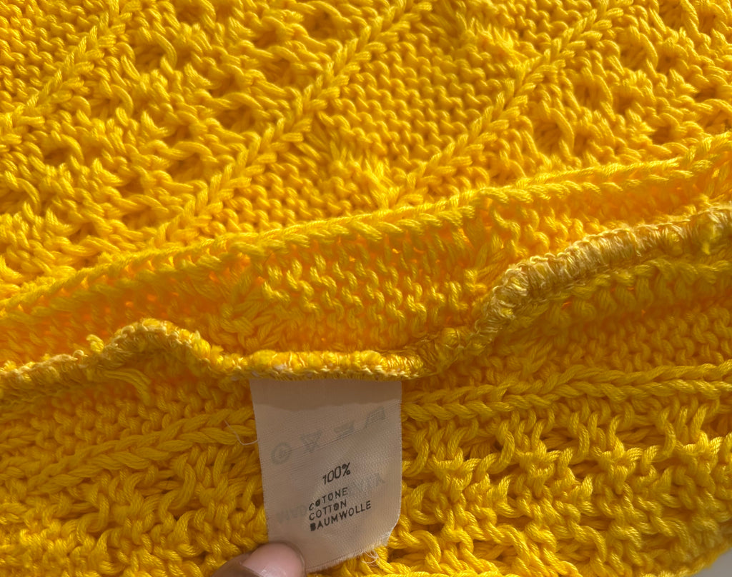 Poster Made in Italy Yellow Cotton Openwork Cable Knit Jumper – Medium