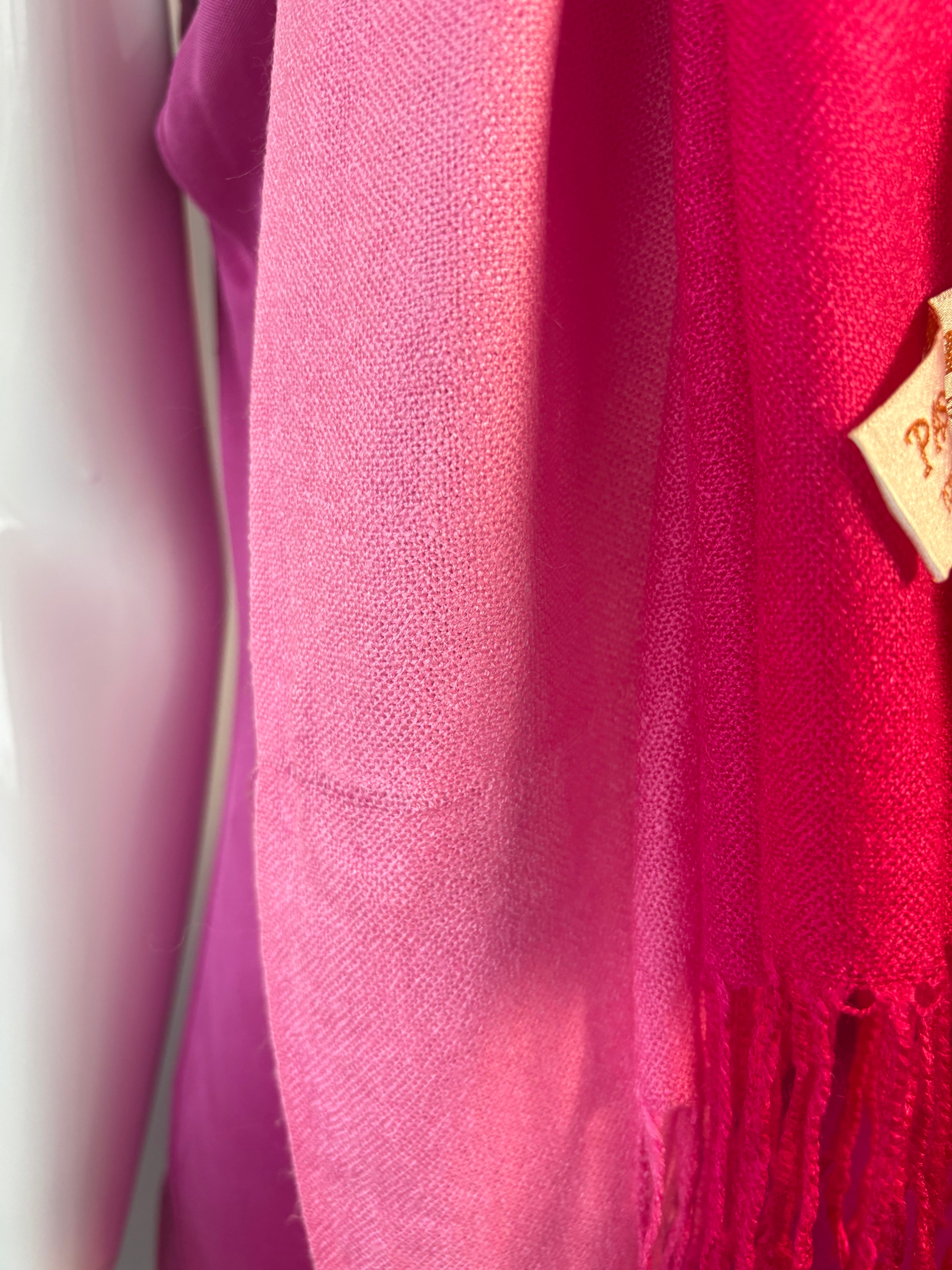 Pashmina Silk Blend Ombre Pink Scarf | Two-Tone Fuchsia & Blush Wrap