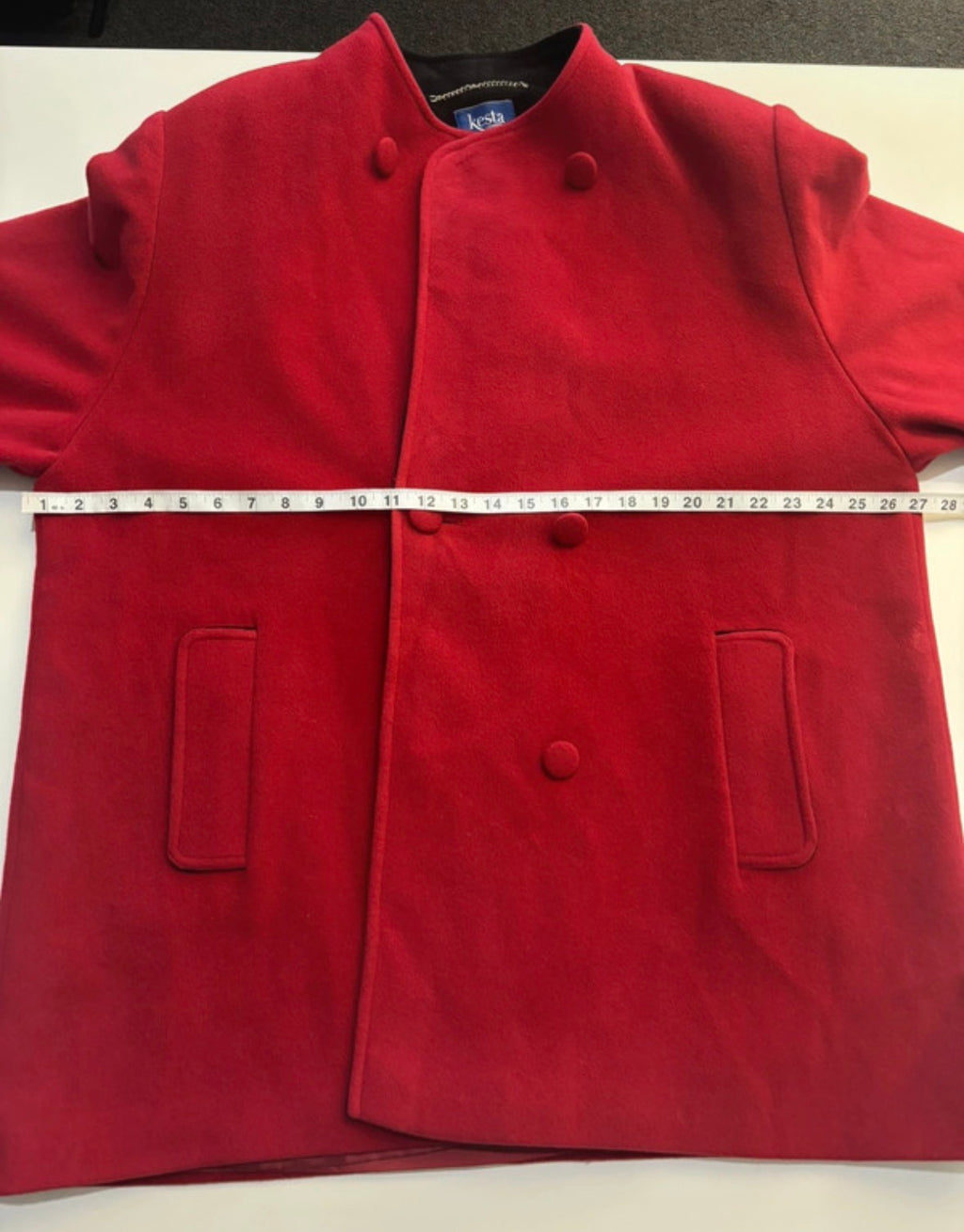 Kesta London Red Wool & Cashmere Coat – Vintage Made in England – UK 20