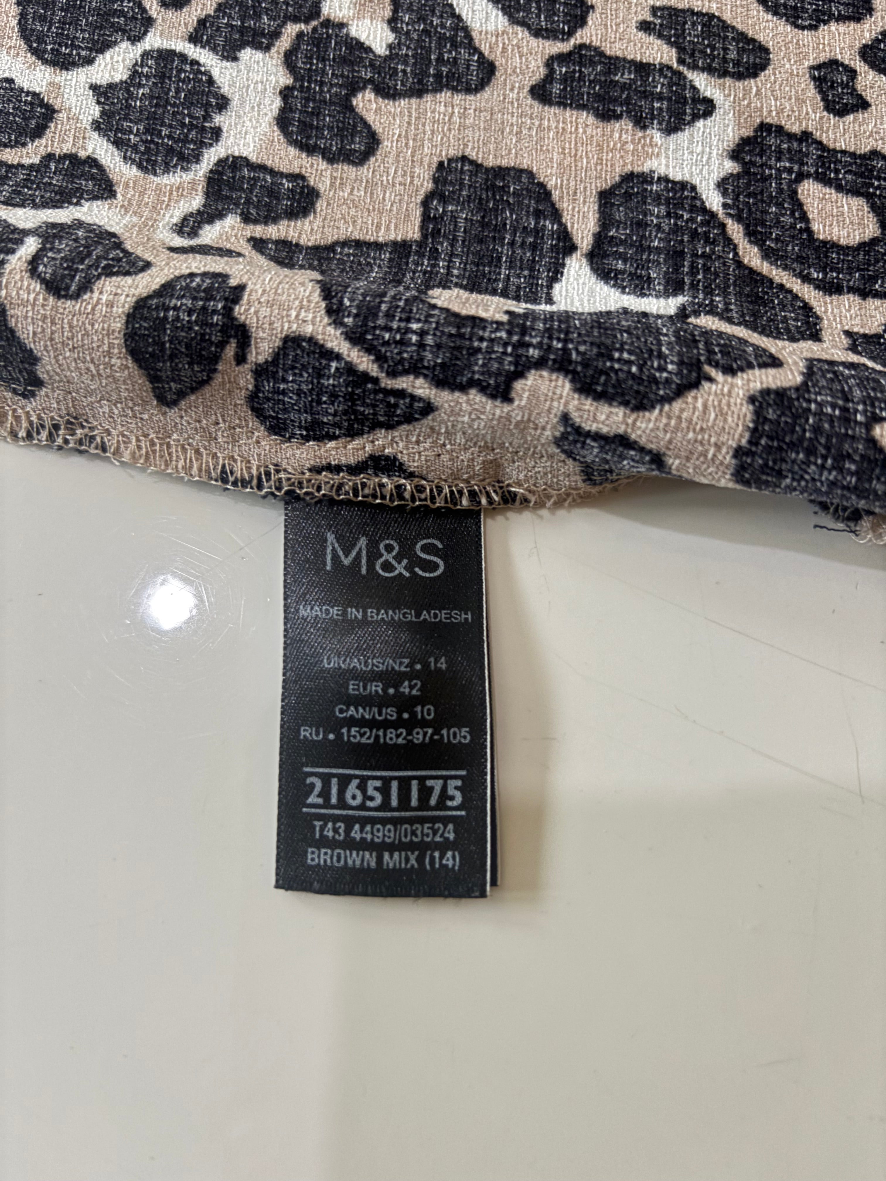 M&S Collection Leopard Print V-Neck Blouse Top Size 14