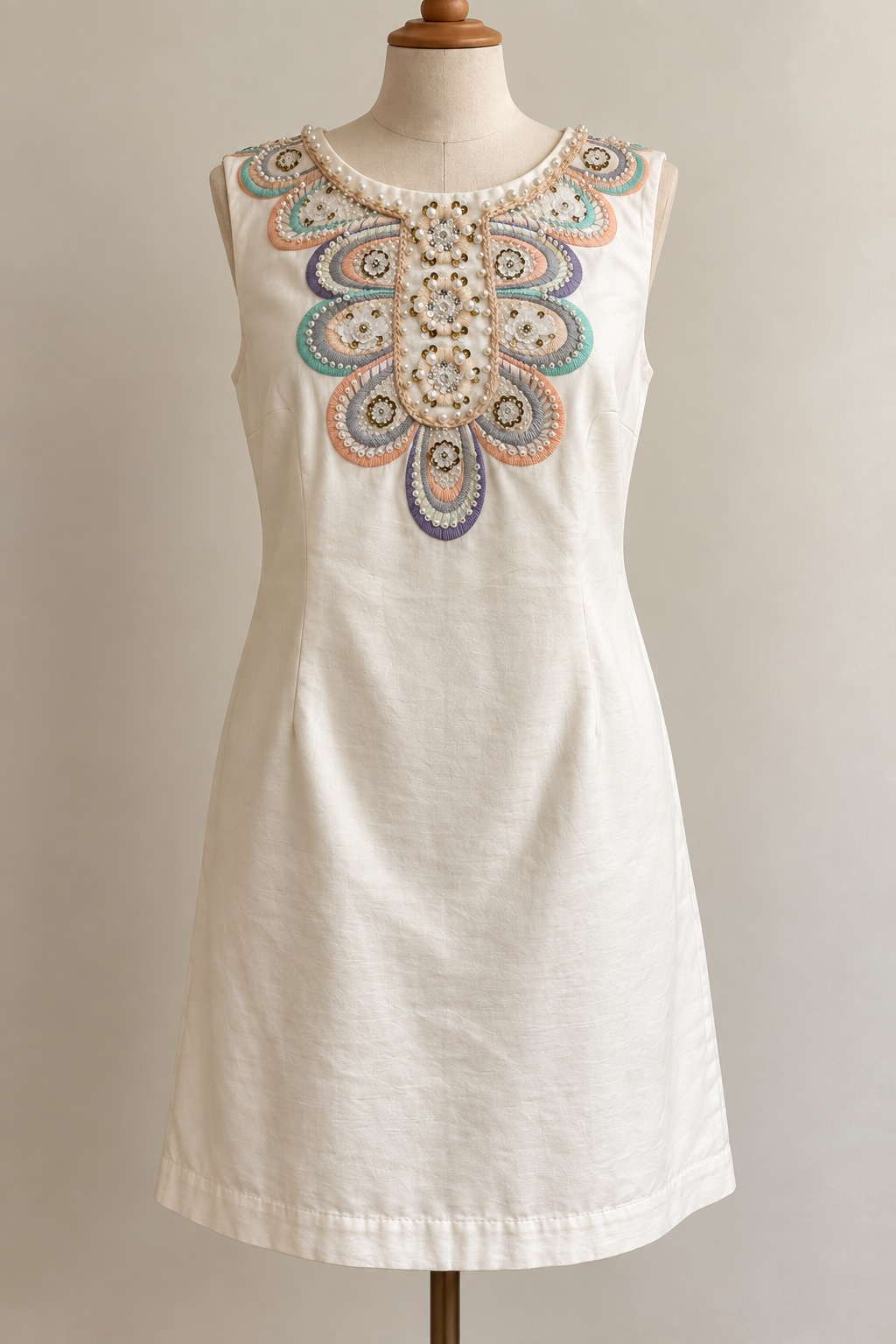 Monsoon Embellished Ivory Shift Dress – BNWT – UK 18