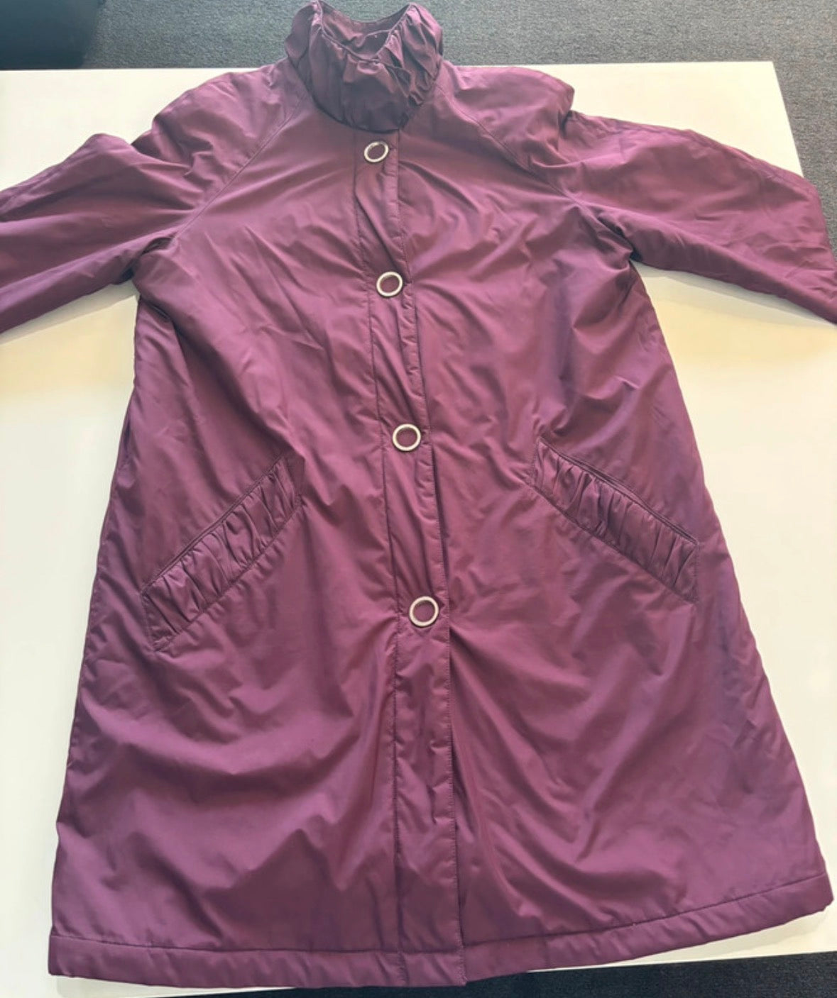 Four Seasons Plum Burgundy Quilted Longline Coat – Size M / UK 12–14