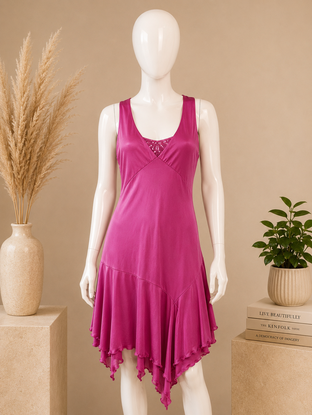 Ted Baker London 100% Silk Pink Embellished Dress – Size 3 (UK 12)