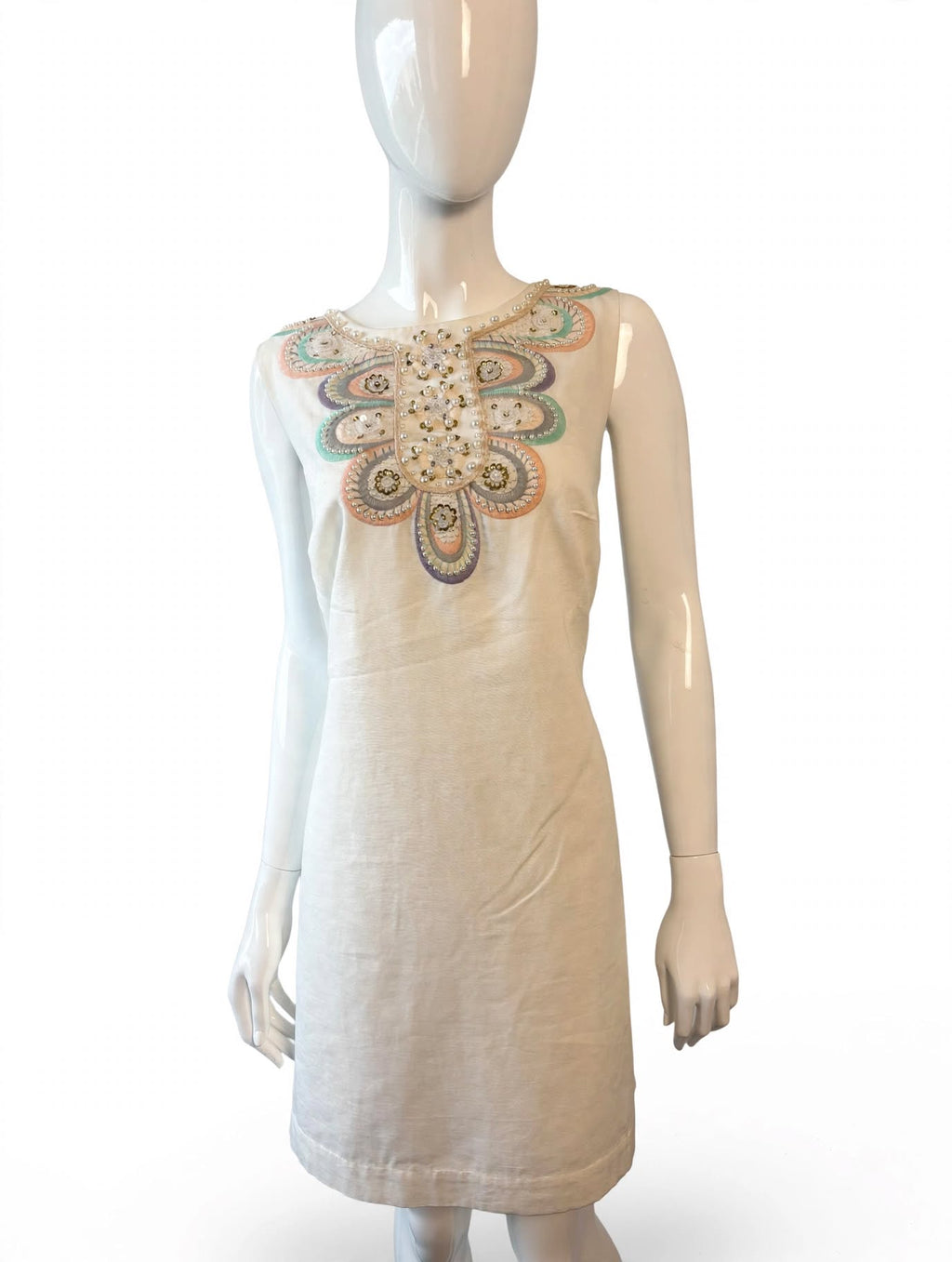 Monsoon Embellished Ivory Shift Dress – BNWT – UK 18