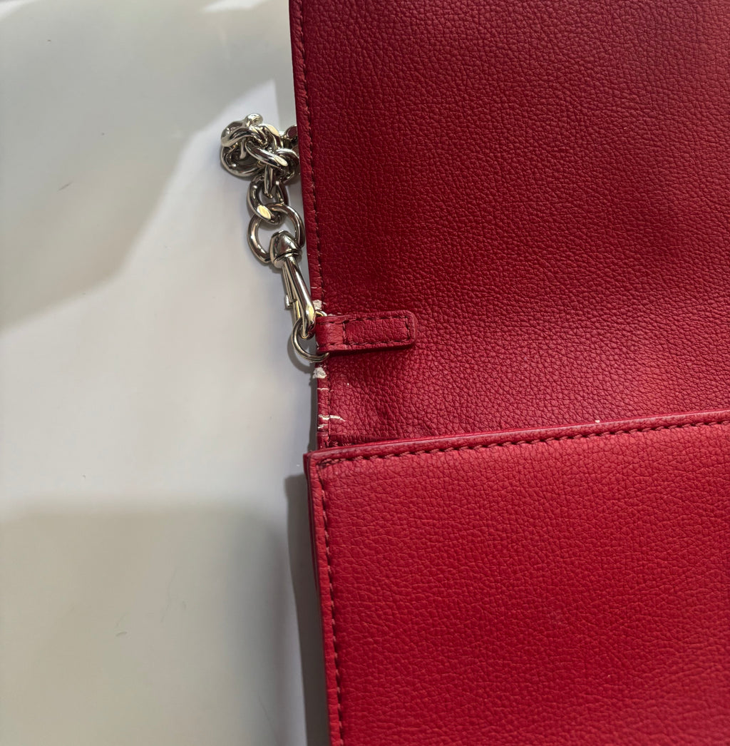 Love Moschino Burgundy Chain Strap Clutch Bag – Gold Heart Logo