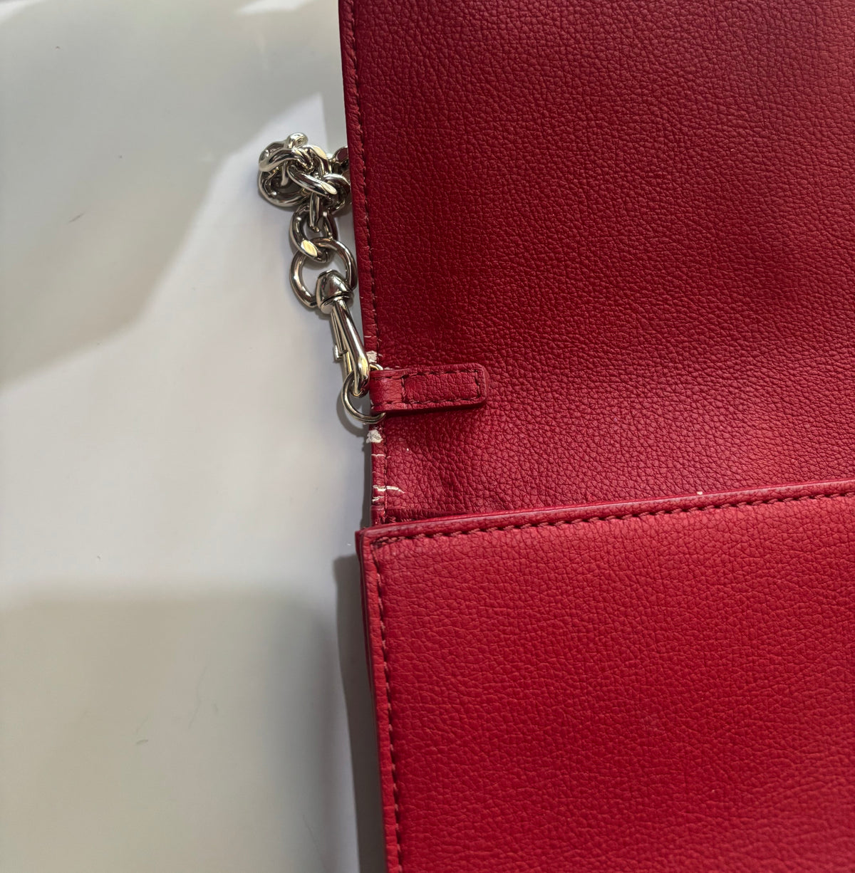 Love Moschino Burgundy Chain Strap Clutch Bag – Gold Heart Logo