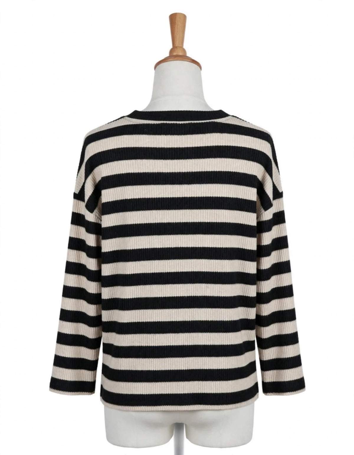 TU Black & Cream Striped Ribbed Knit Jumper – Size M