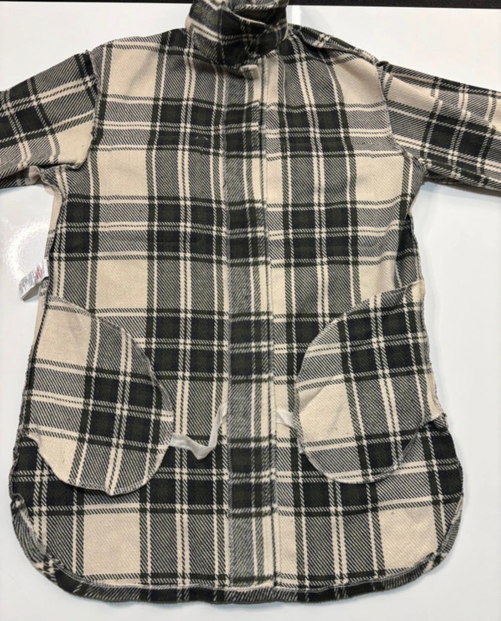 New Look Cream & Dark Green Checked Shacket – UK 10￼