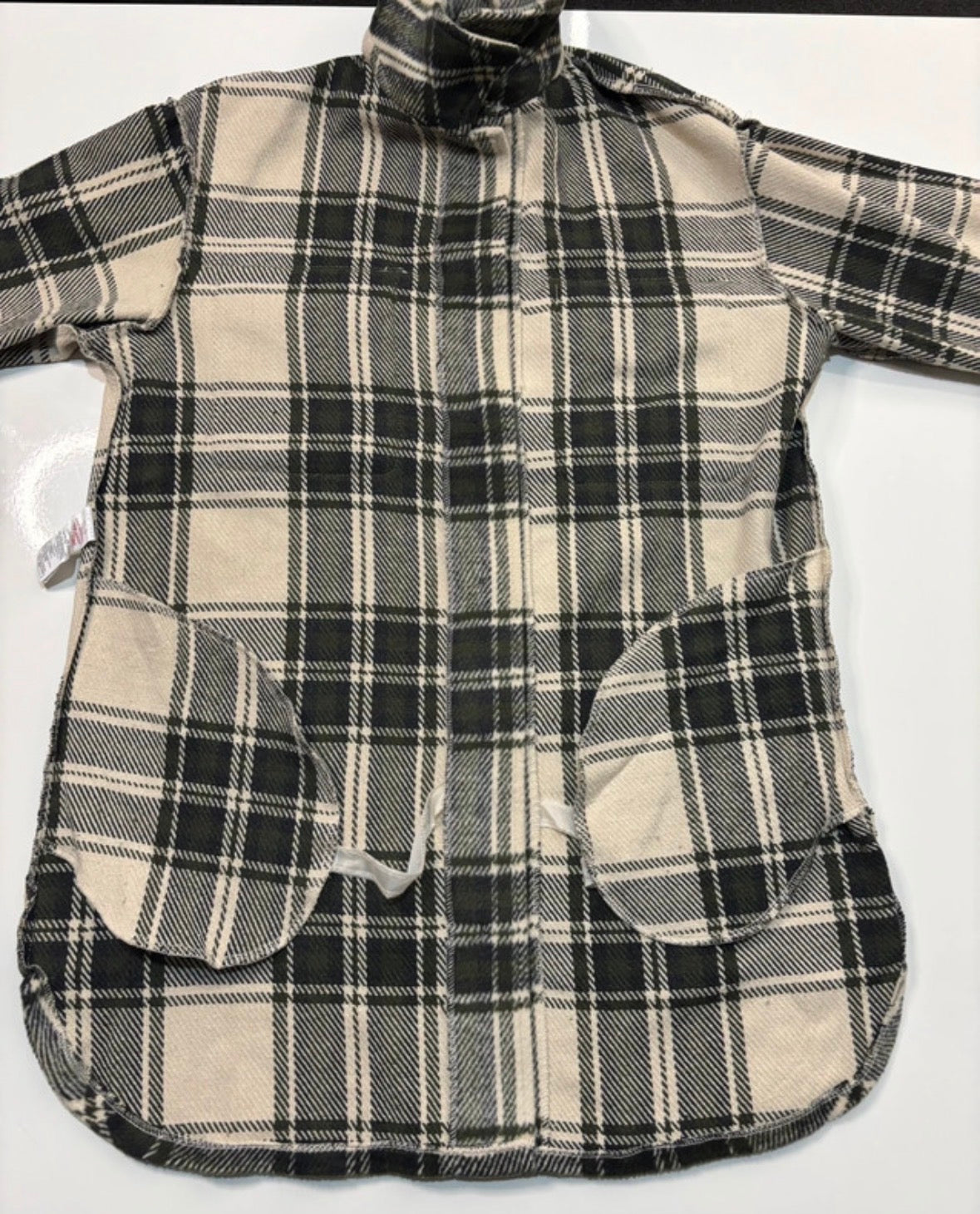 New Look Cream & Dark Green Checked Shacket – UK 10￼