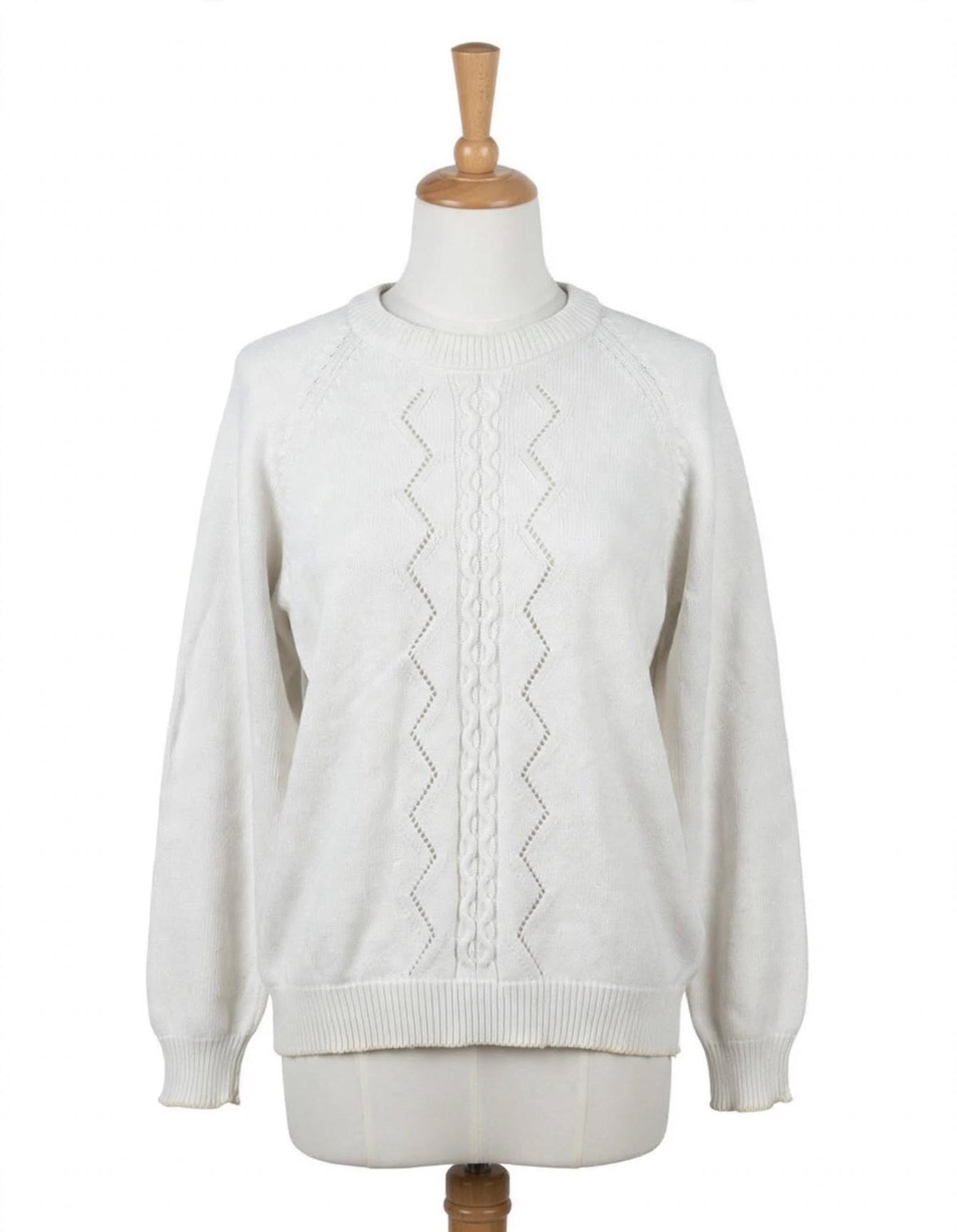 Vintage Falmer Victorian Garden Cream Cotton Cable Knit Jumper – Size M