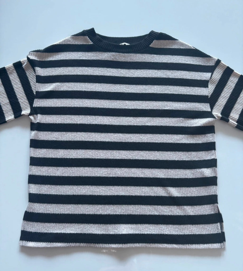 TU Black & Cream Striped Ribbed Knit Jumper – Size M